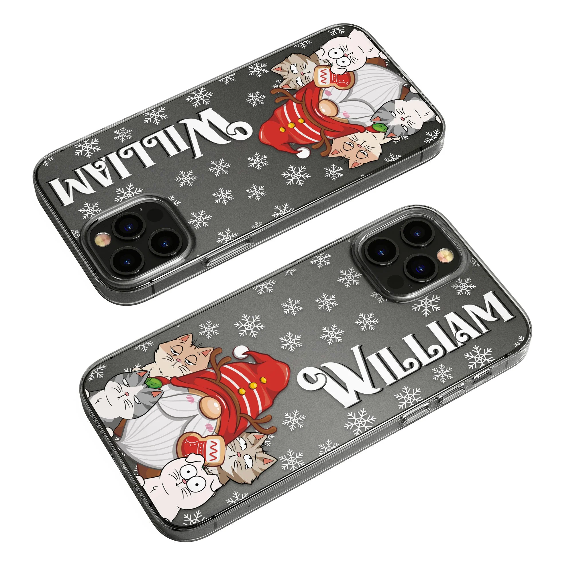 Christmas With My Cats - Personalized Clear Phone Case - Image 5