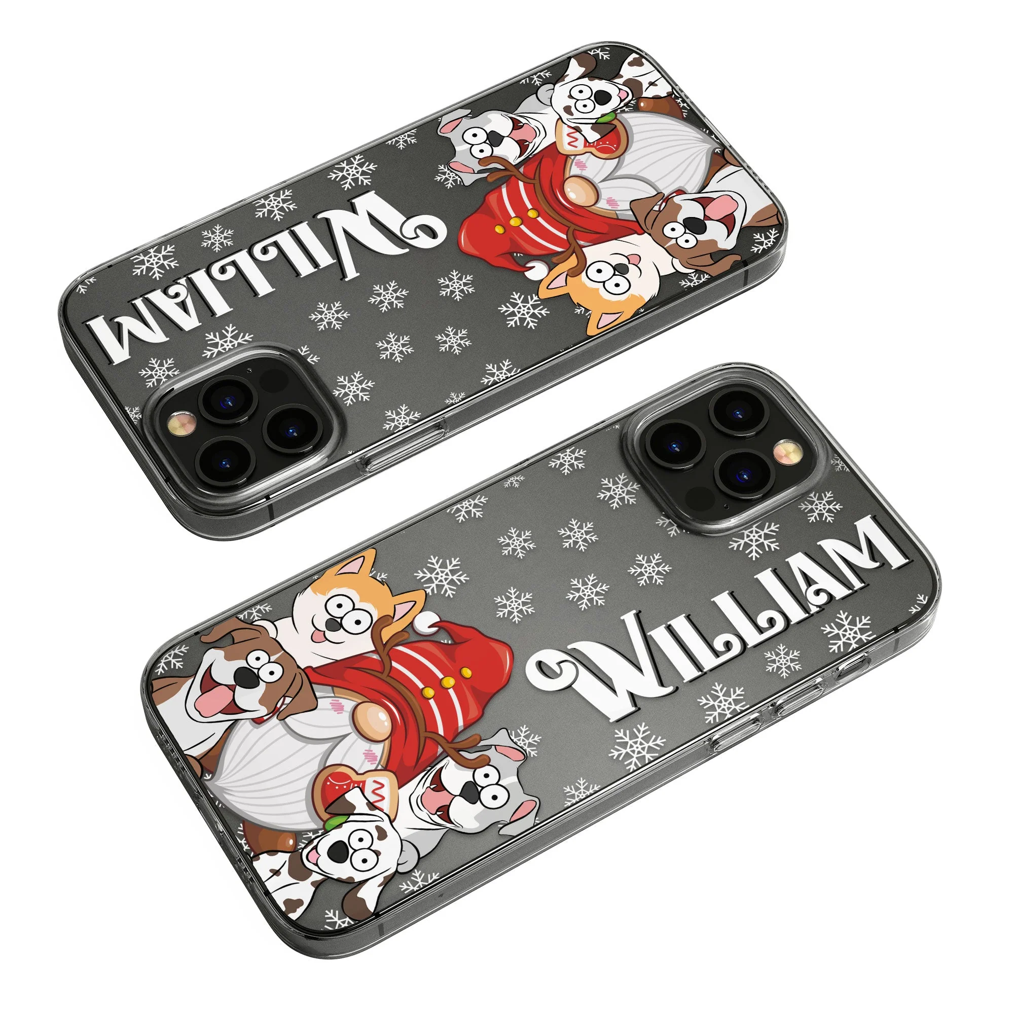 Christmas With My Dogs - Personalized Clear Phone Case - Image 5