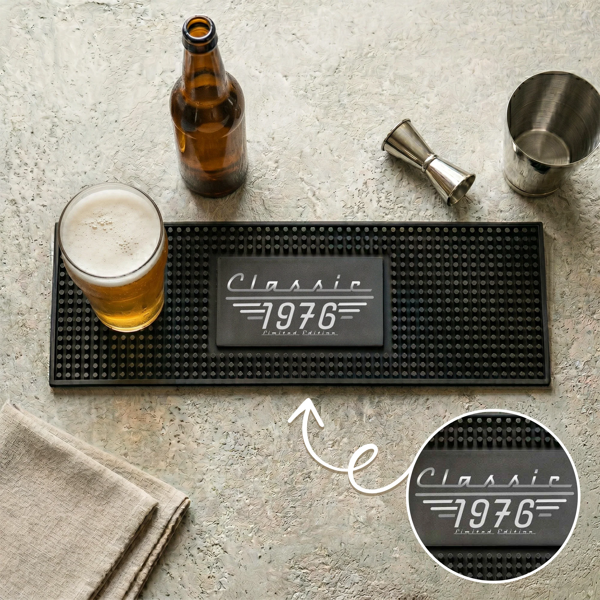 Classic Limited Edition - Custom Birth Year, For Men, Husband, Dad, Grandpa - Personalized Bar Mat