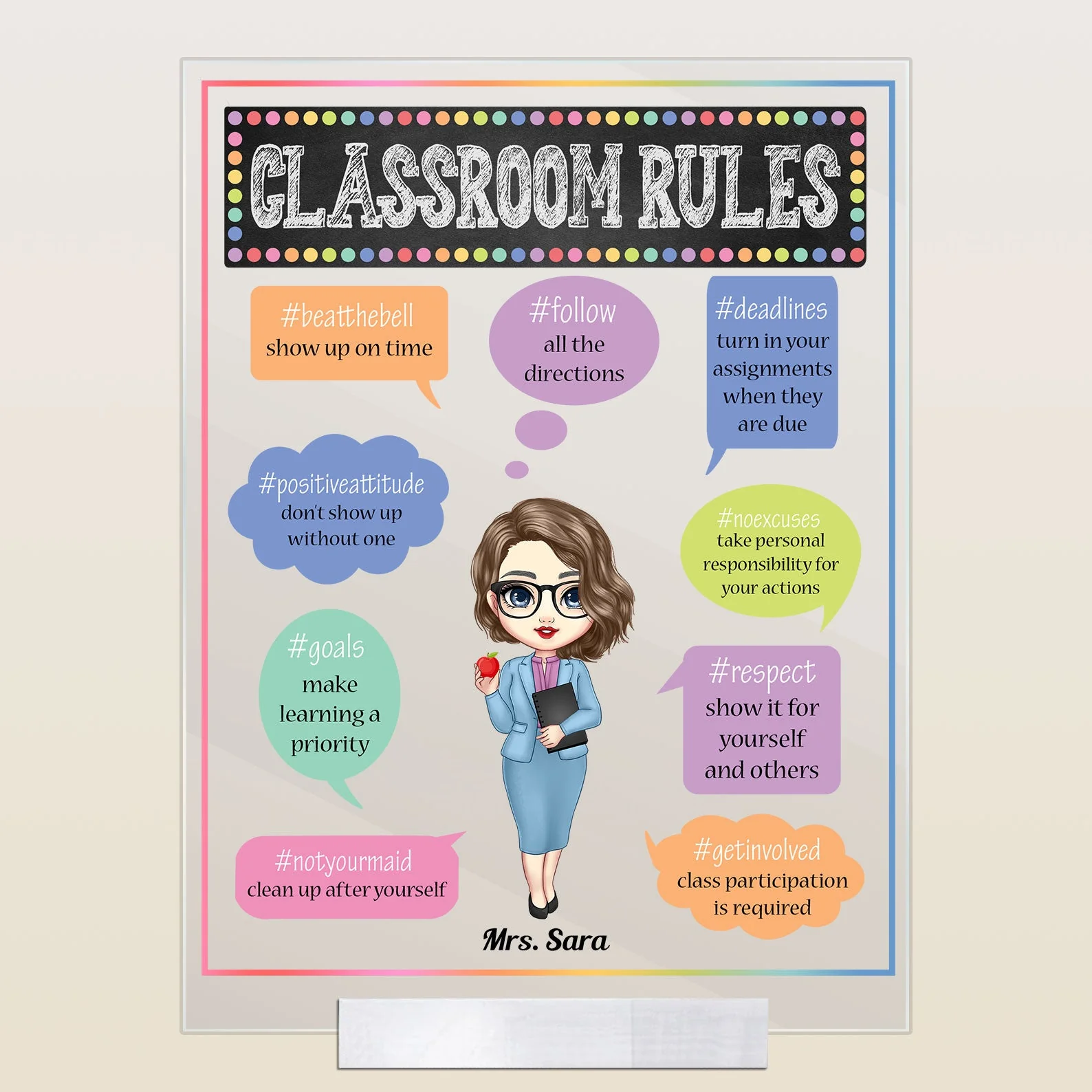 Classroom Rules - Personalized Acrylic Plaque - Image 4