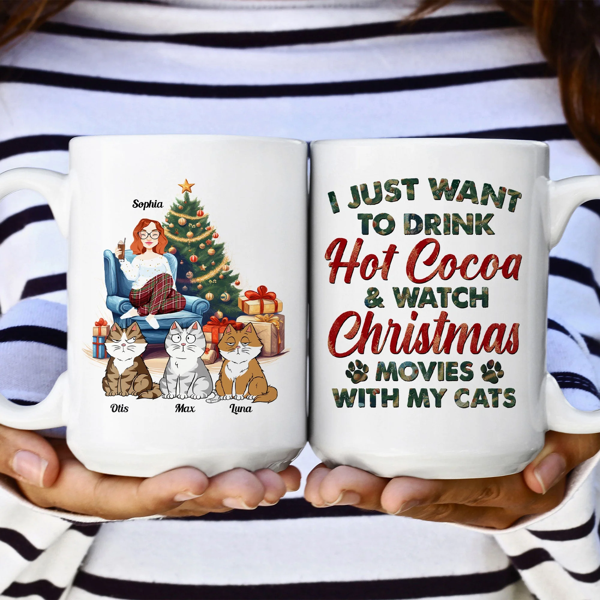 Cocoa, Christmas Movies & My Cat - Personalized Mug - Image 8