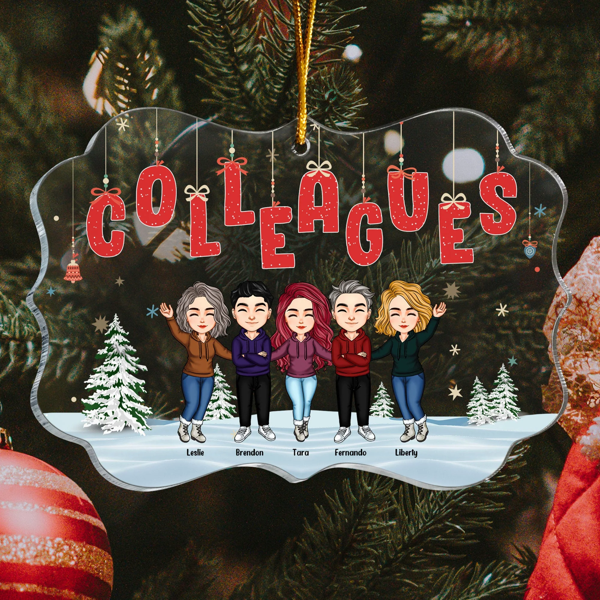 Colleagues Coworkers Christmas - Personalized Acrylic Ornament - Image 3
