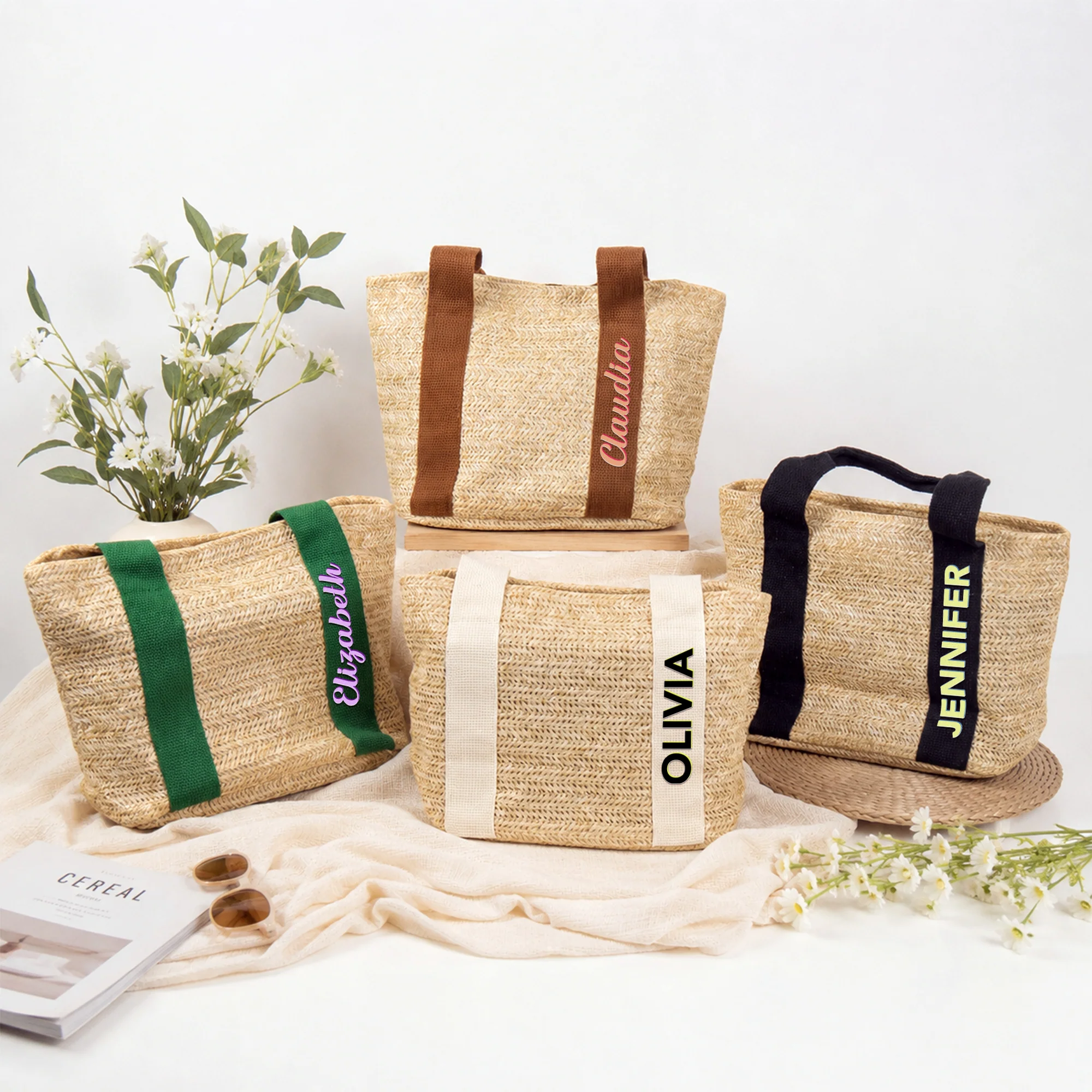 Colorful Name Summer Style - Personalized Straw Bag - Image 3
