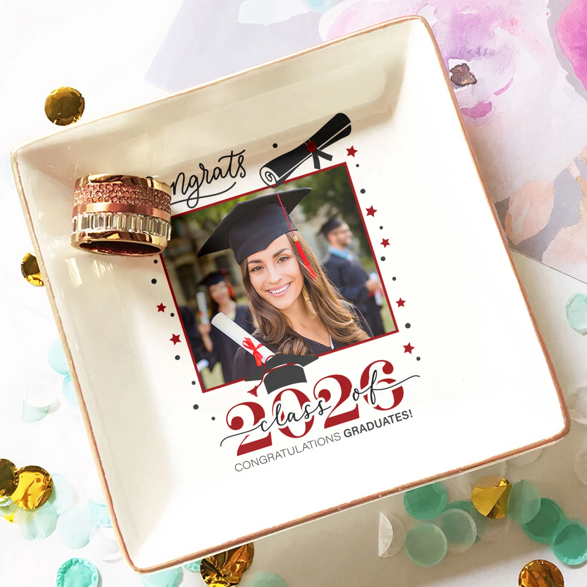 Congrats Graduation - Personalized Photo Jewelry Dish - Image 4