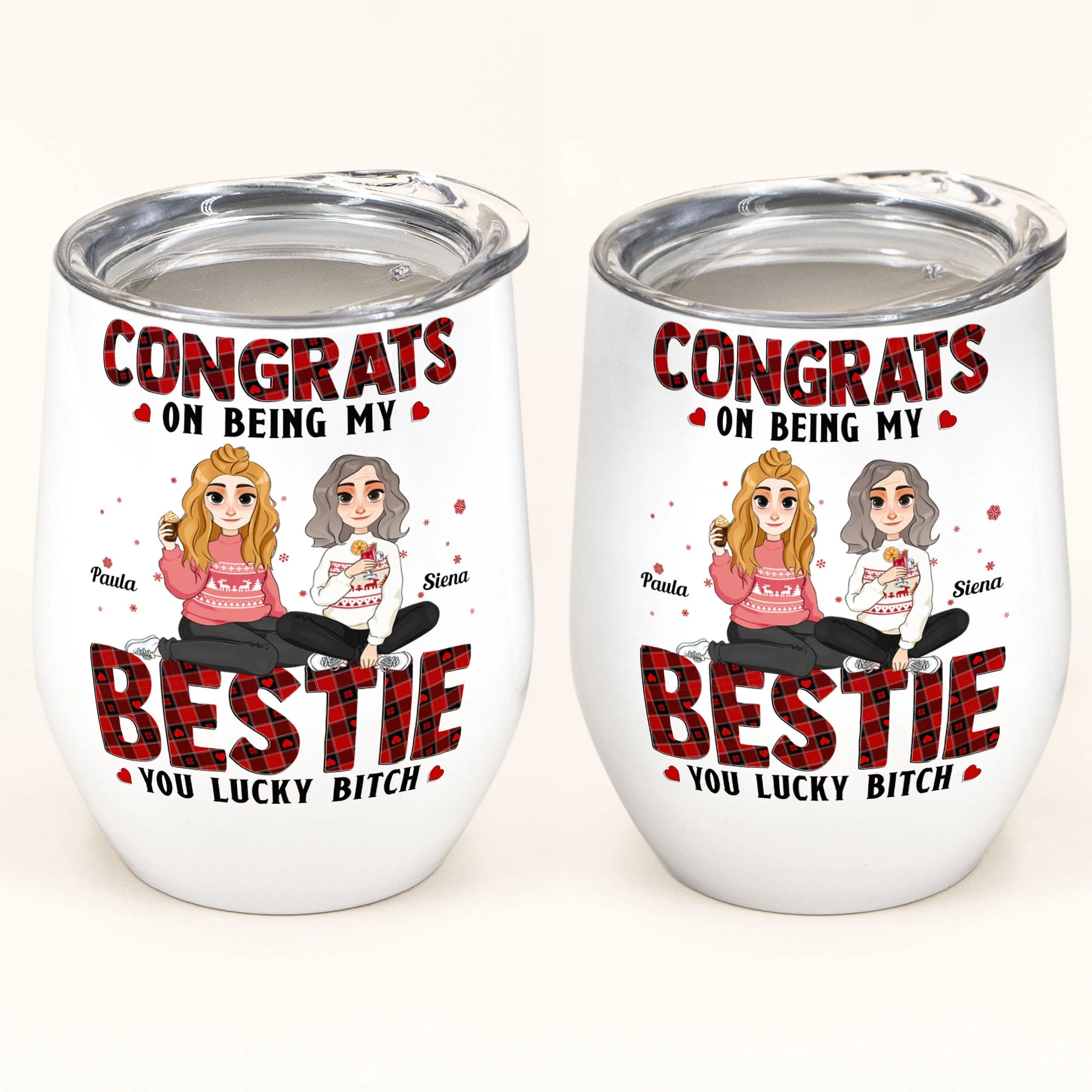 Congrats On Being My Bestie Friendship Gift - Personalized Wine Tumbler - Image 2