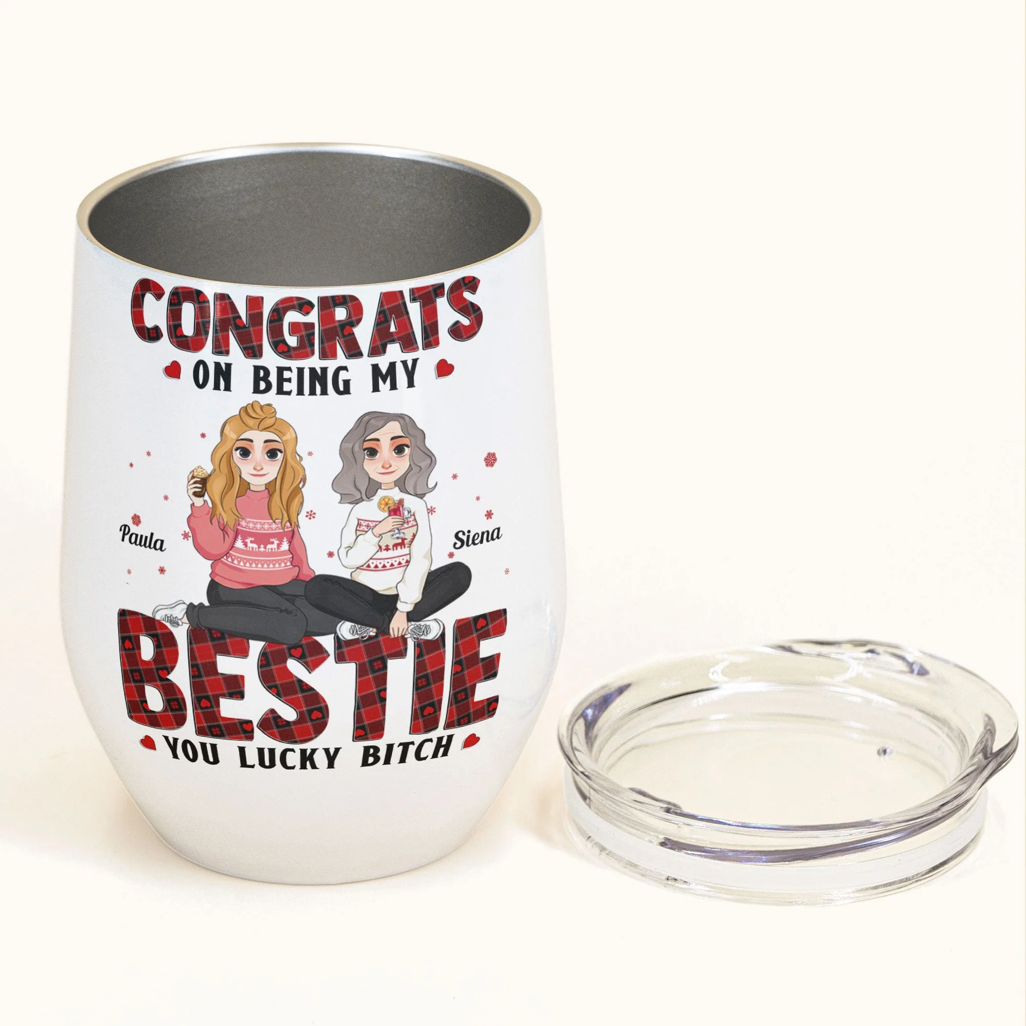 Congrats On Being My Bestie Friendship Gift - Personalized Wine Tumbler - Image 3