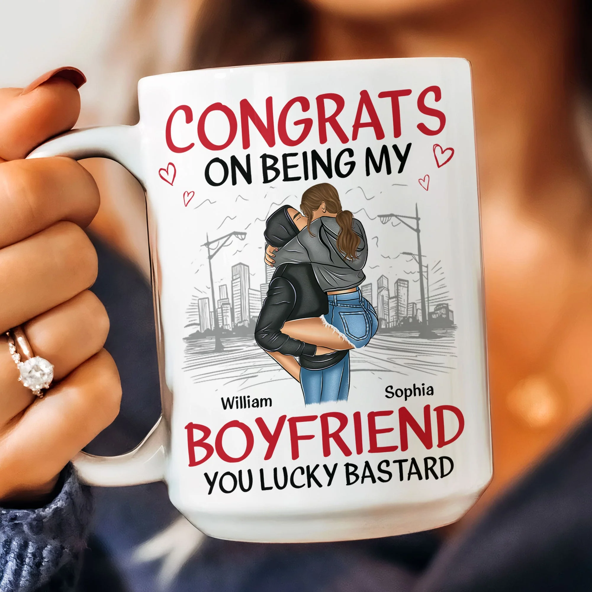 Congrats On Being My Boyfriend/Husband You Lucky - Personalized Mug - Image 8