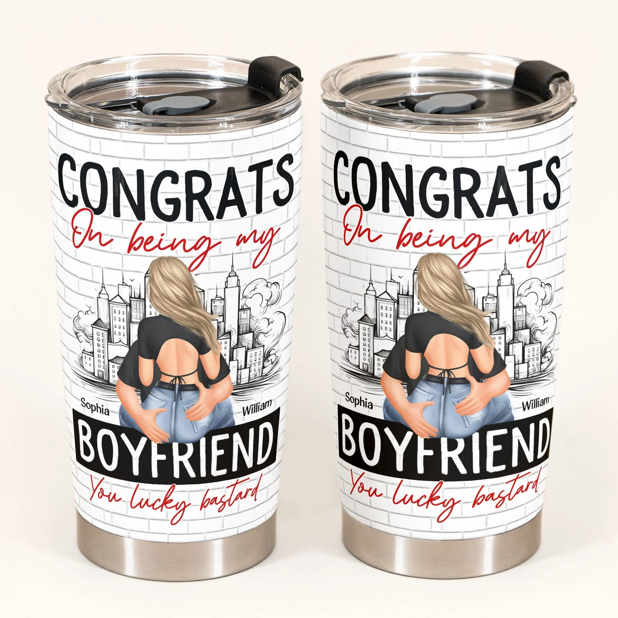Congrats On Being My Boyfriend - Personalized Tumbler Cup - Anniversary Gifts For Men, Husband, Him, Boyfriend - Image 3