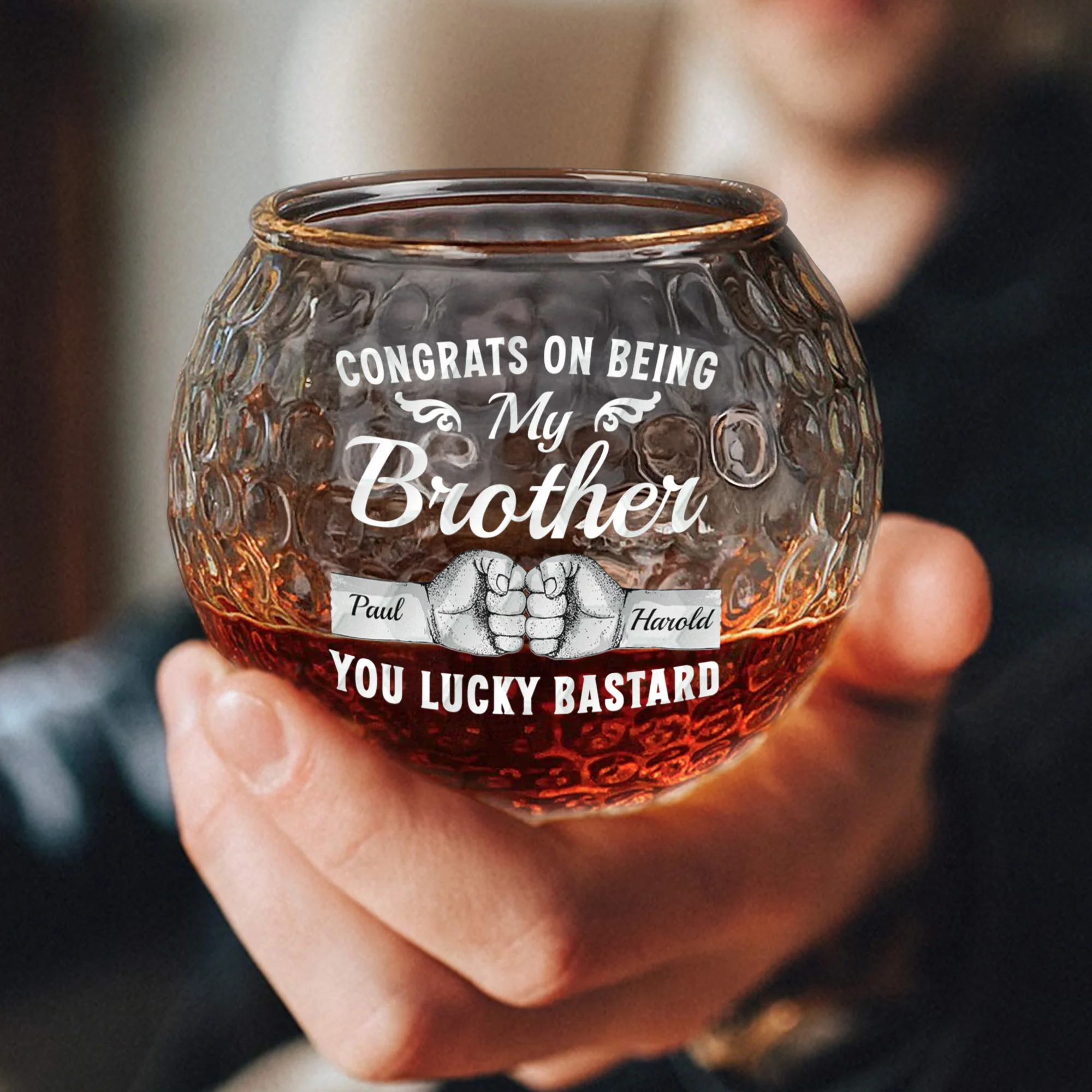 Congrats On Being My Brother You Lucky Bastard - Personalized Golf Whiskey Glass - Image 3