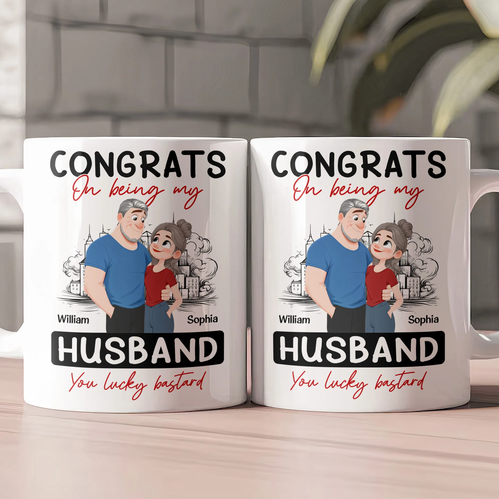Congrats On Being My Husband Couple Anniversary Gift For Him - Personalized Mug - Image 2