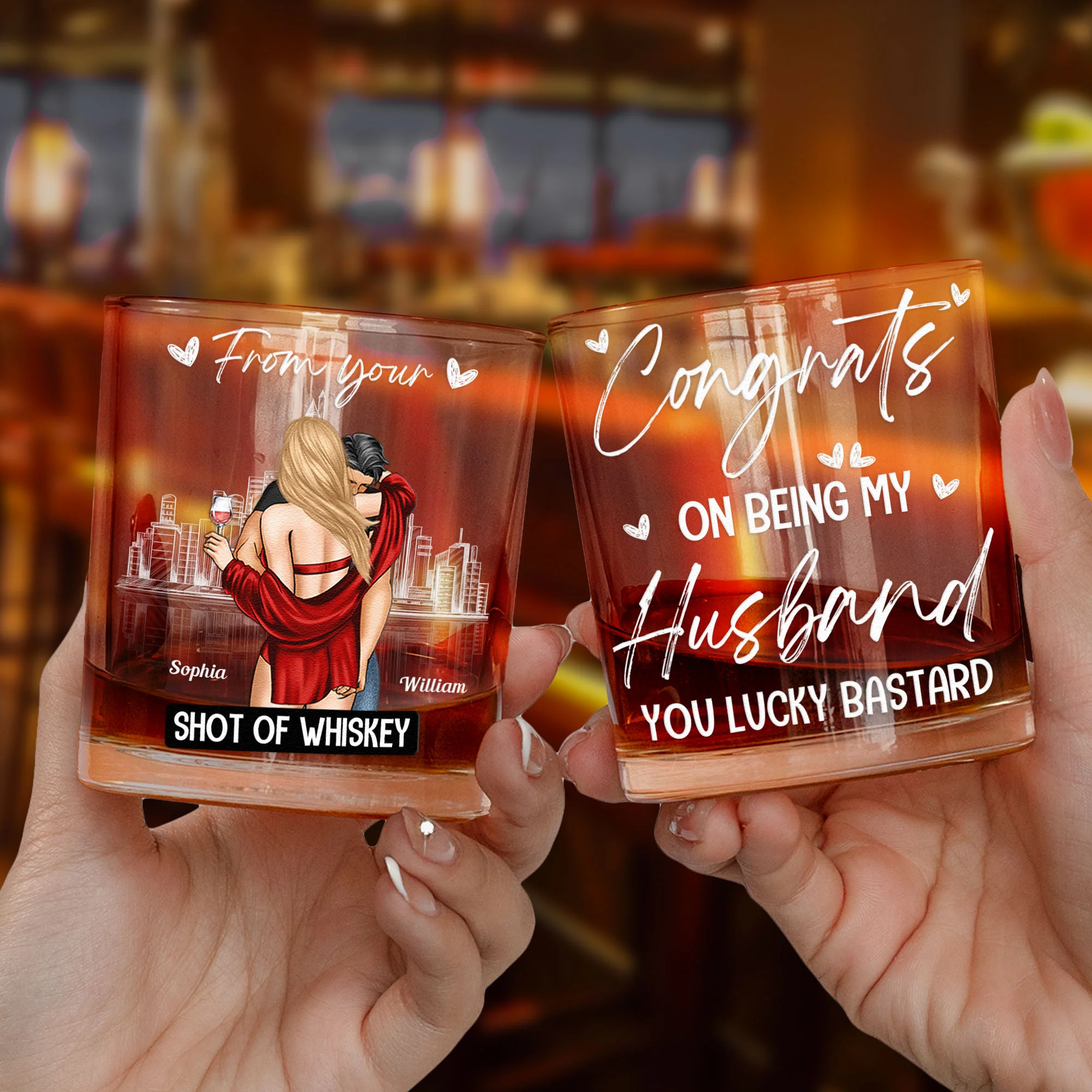 Congrats On Being My Husband - Gifts For Husband, Bf - Personalized Whiskey Glass - Image 3