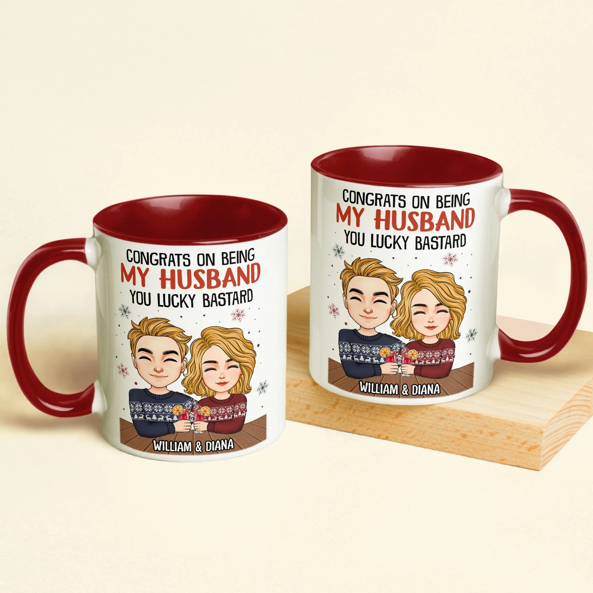 Congrats On Being My Husband - Personalized Accent Mug - Image 2