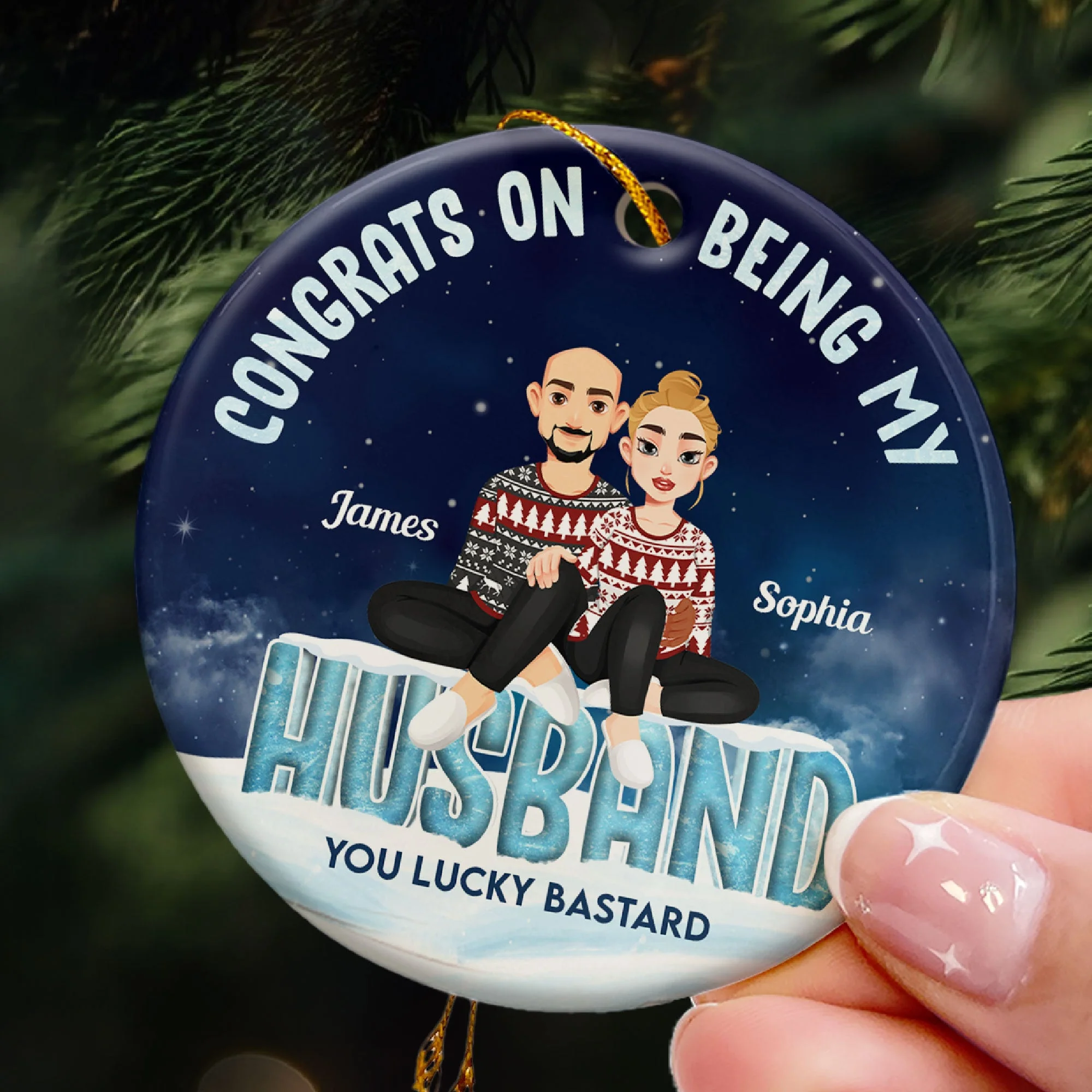 Congrats On Being My Husband - Personalized Ceramic Ornament - Image 3