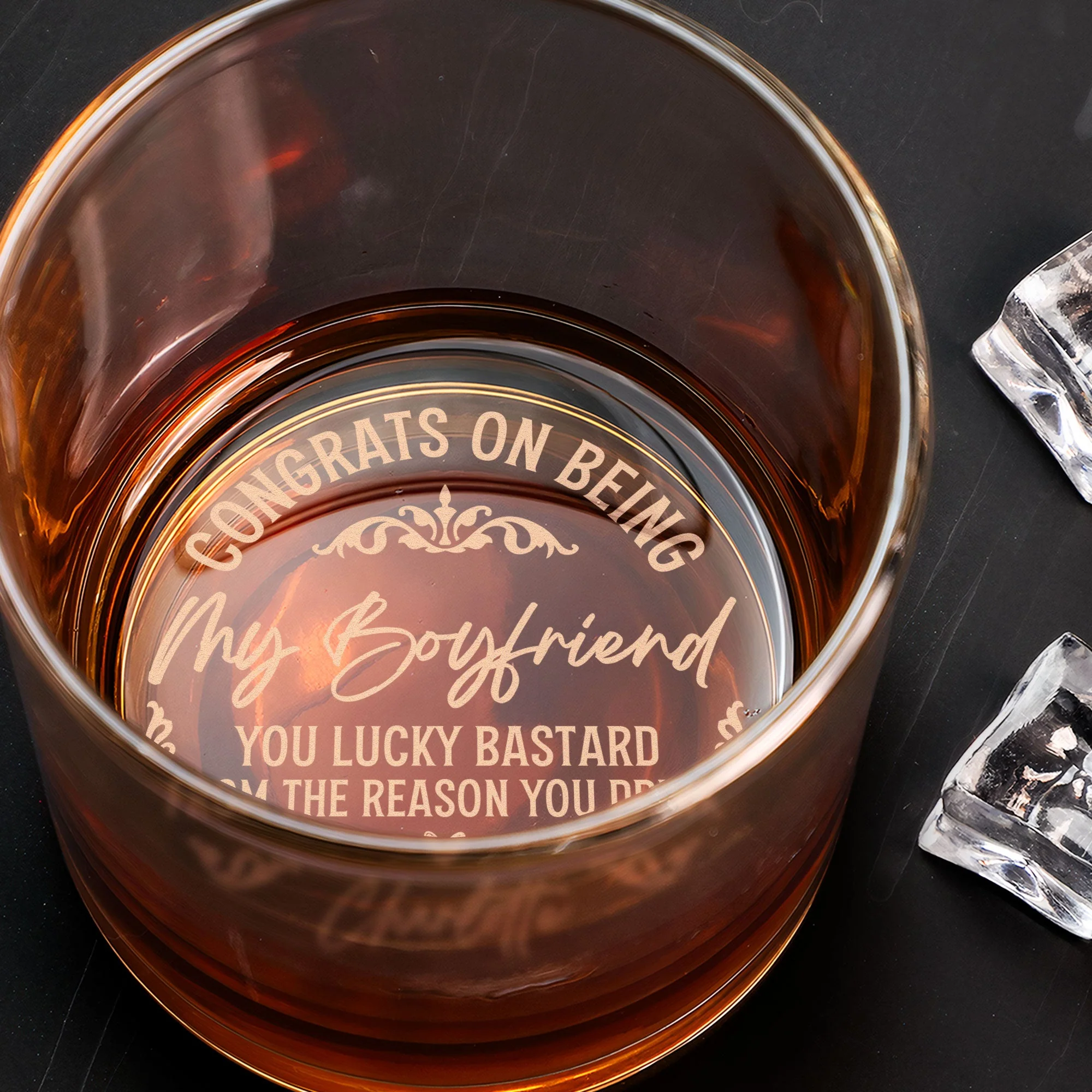 Congrats On Being My Husband - Personalized Engraved Whiskey Glass - Gift For Husband - Image 2