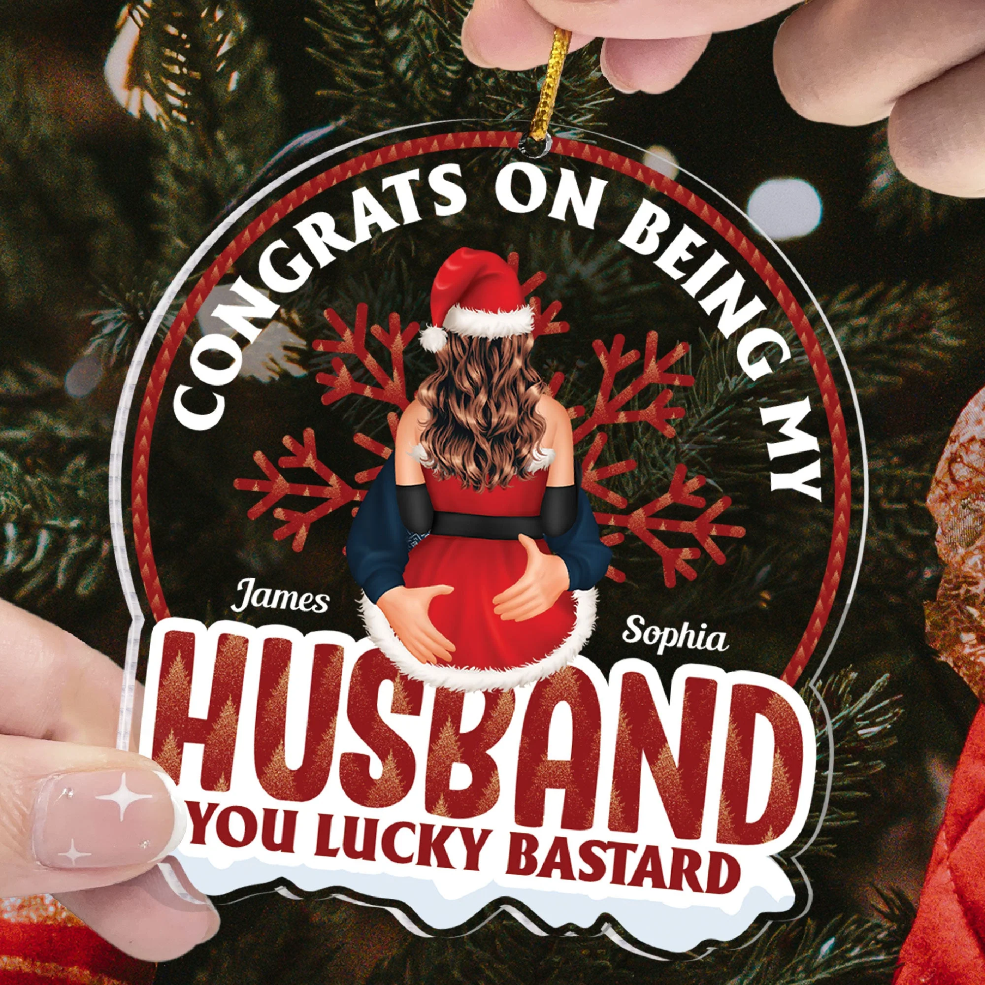 Congrats On Being My Husband - Personalized Globe Shaped Acrylic Ornament - Image 2