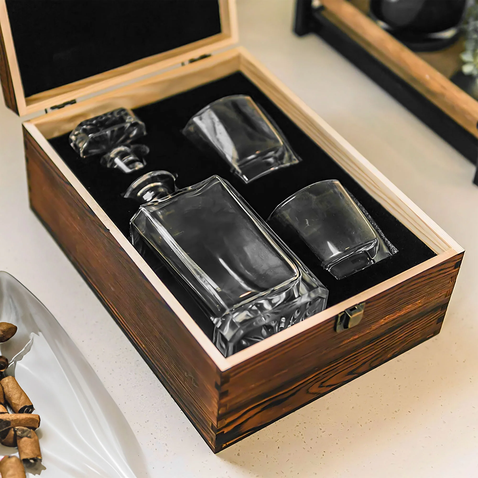 Congrats On Being My Husband - Personalized Whiskey Decanter Set - Image 2