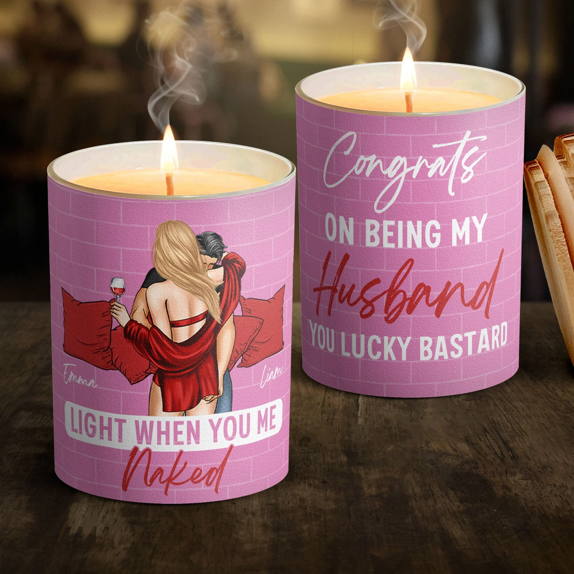 Congrats On Being My Husband You Lucky Bastard - Personalized Candle - Image 2