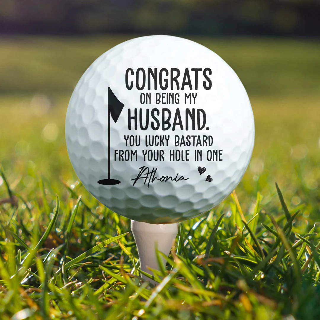 Congrats On Being My Husband You Lucky Bastard - Personalized Golf Ball - Image 3