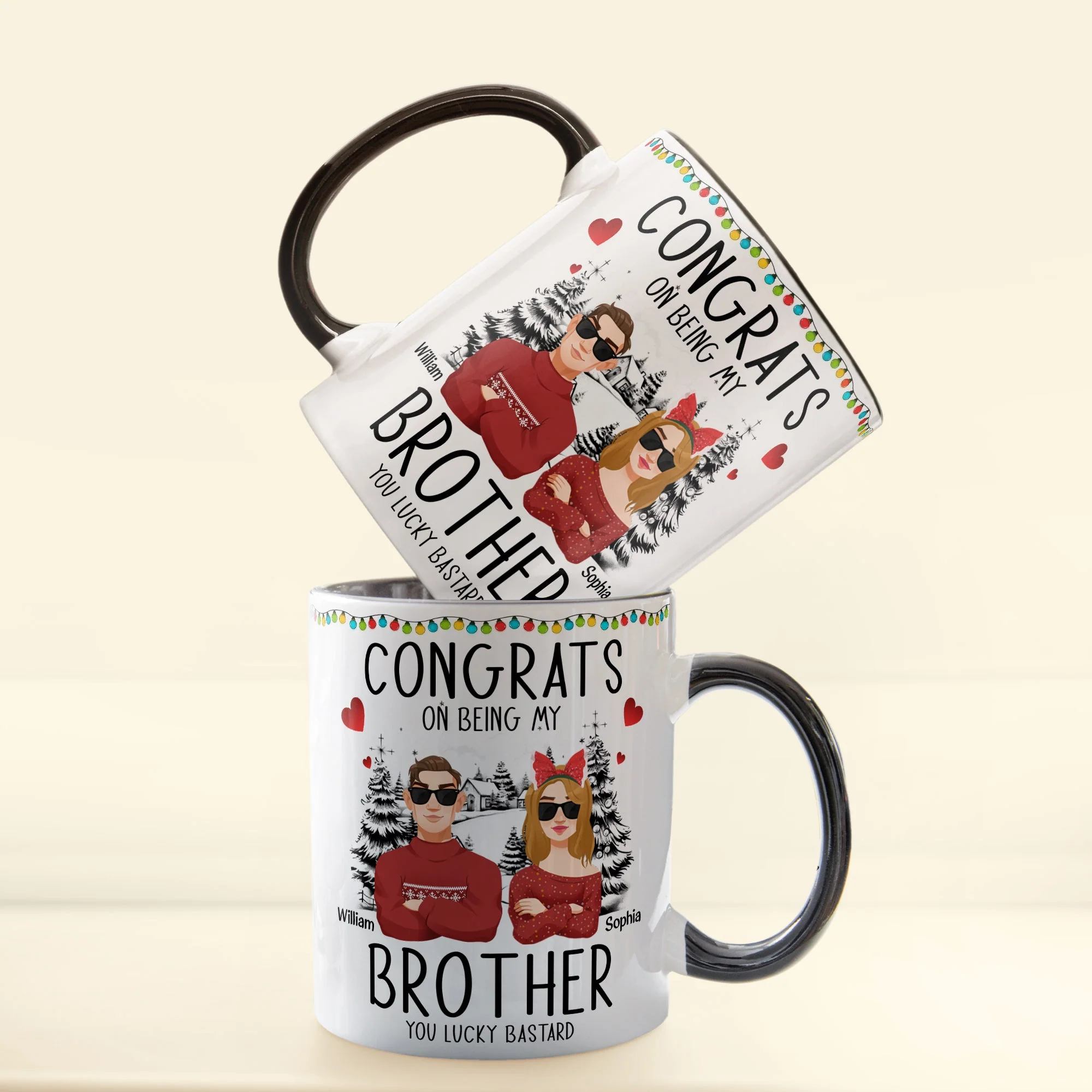 Congrats On Being My Sibling - Personalized Accent Mug - Image 6
