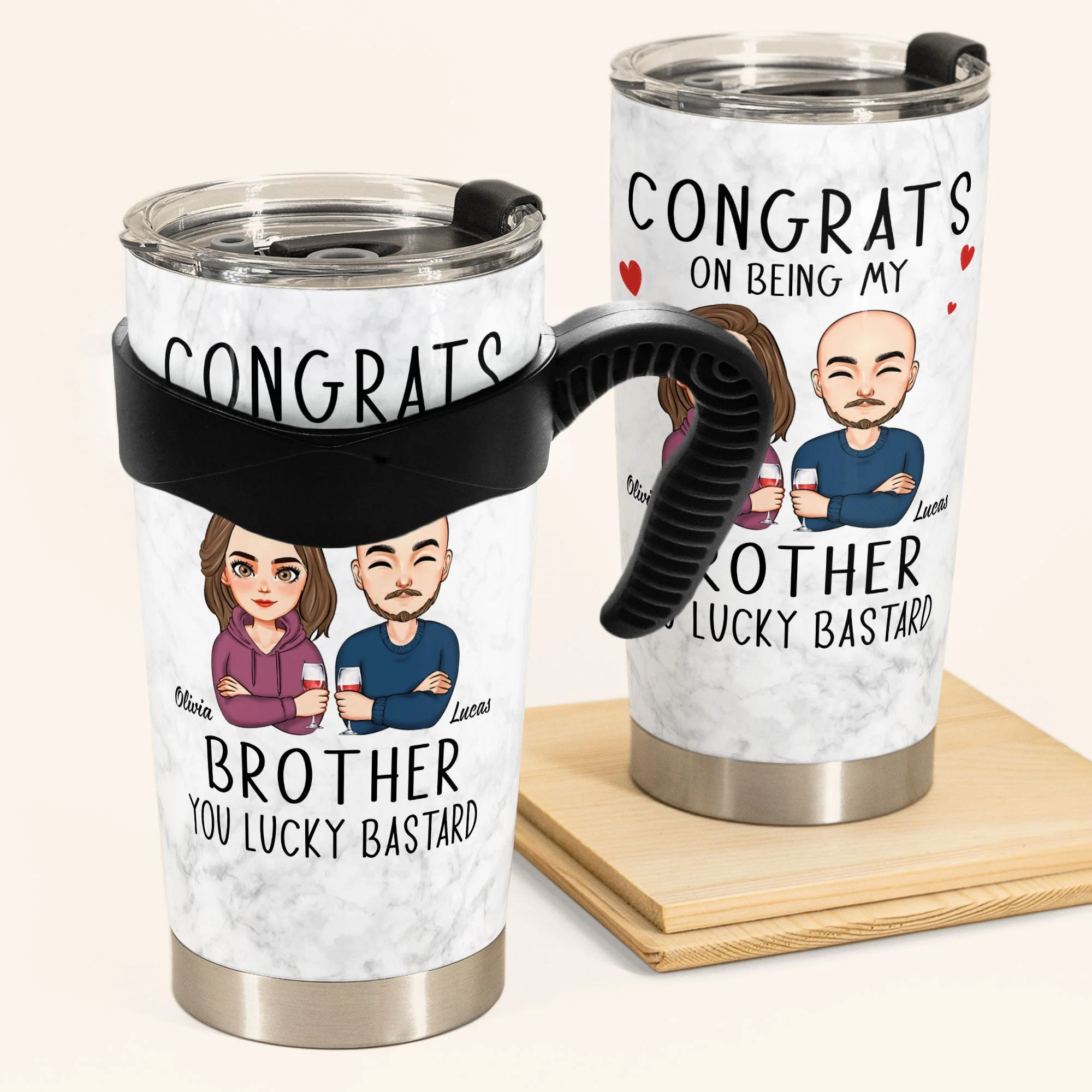 Congrats On Being My Sibling - Personalized Tumbler Cup - Image 4
