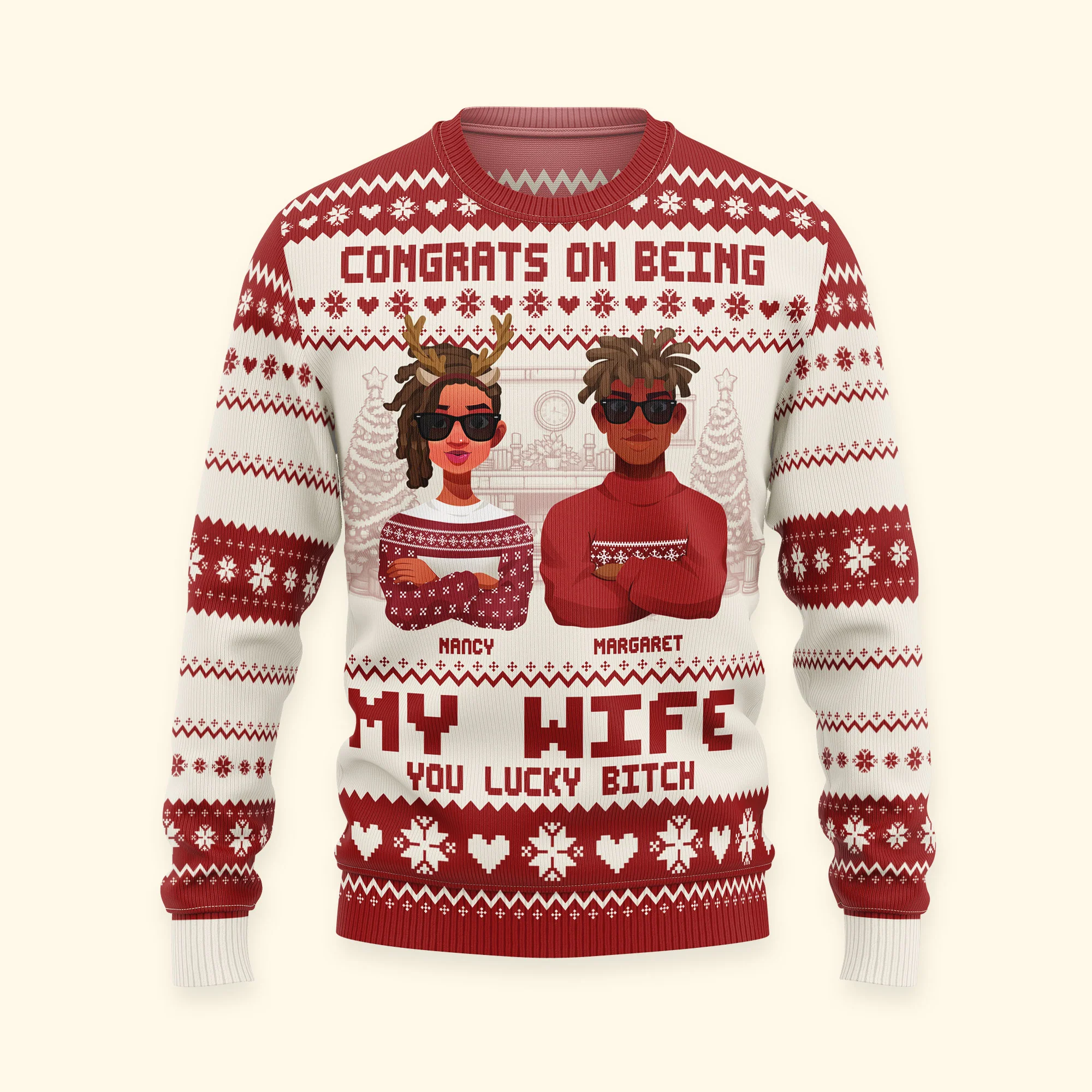 Congrats On Being My Wife Christmas Led Light - Personalized Ugly Sweater - Image 3