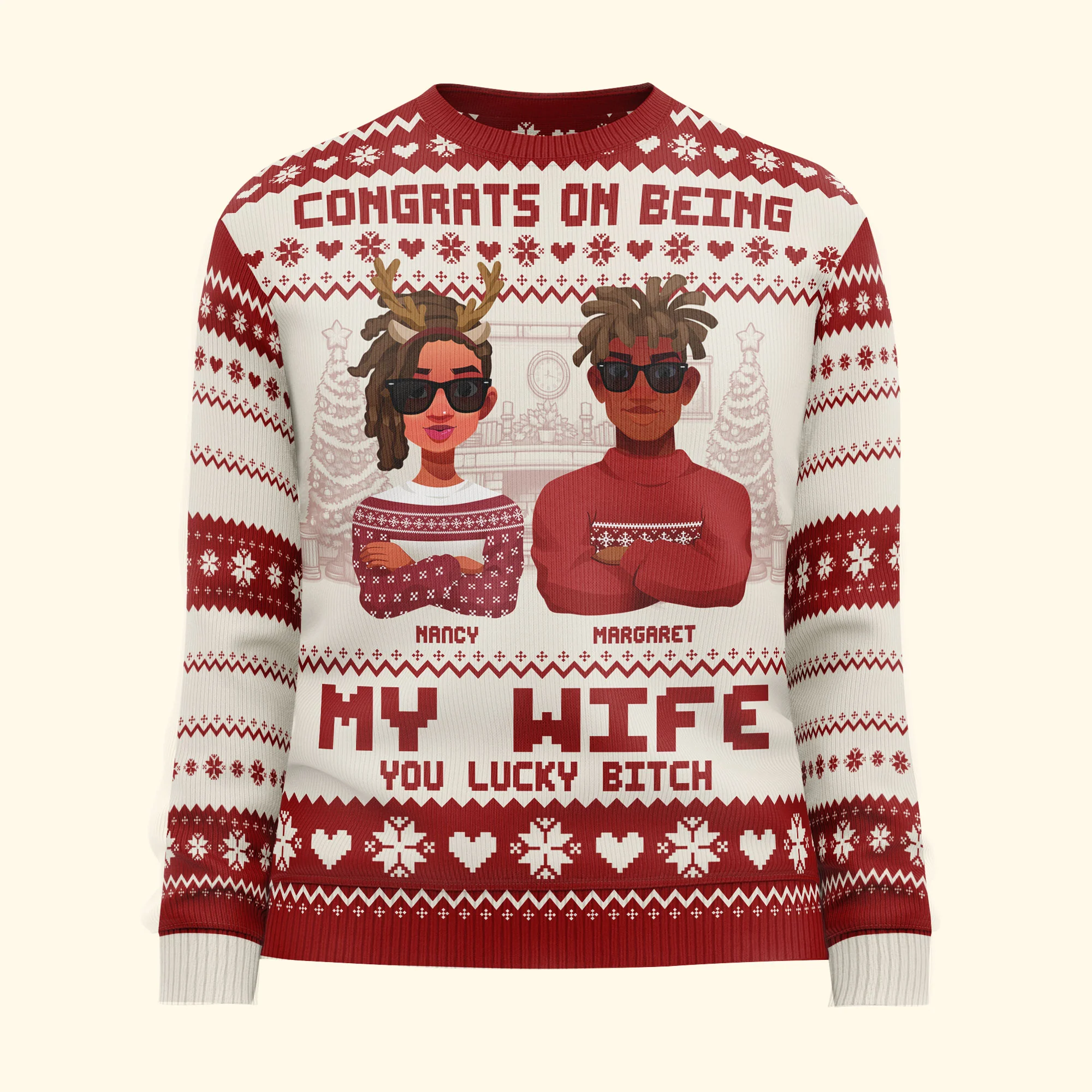 Congrats On Being My Wife Christmas Led Light - Personalized Ugly Sweater - Image 4