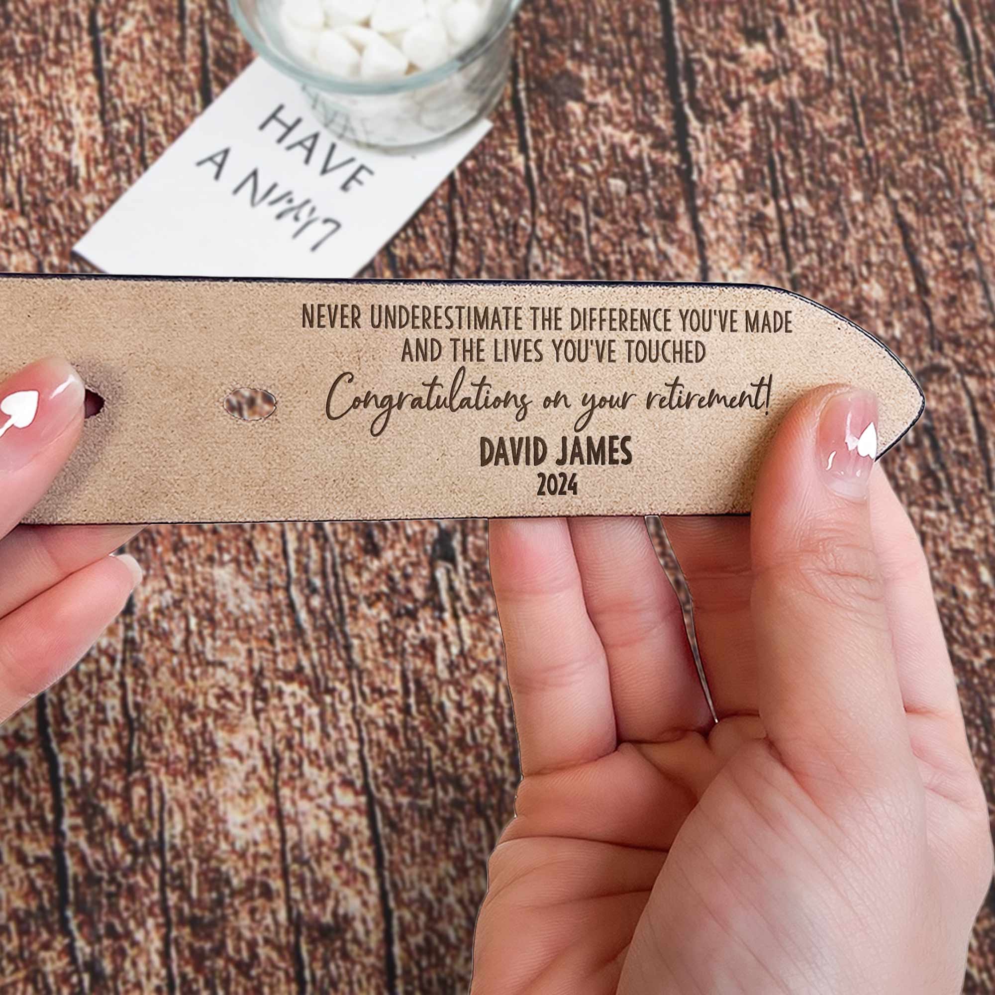 Congratulation For Your Retirement - Personalized Engraved Leather Belt - Image 4