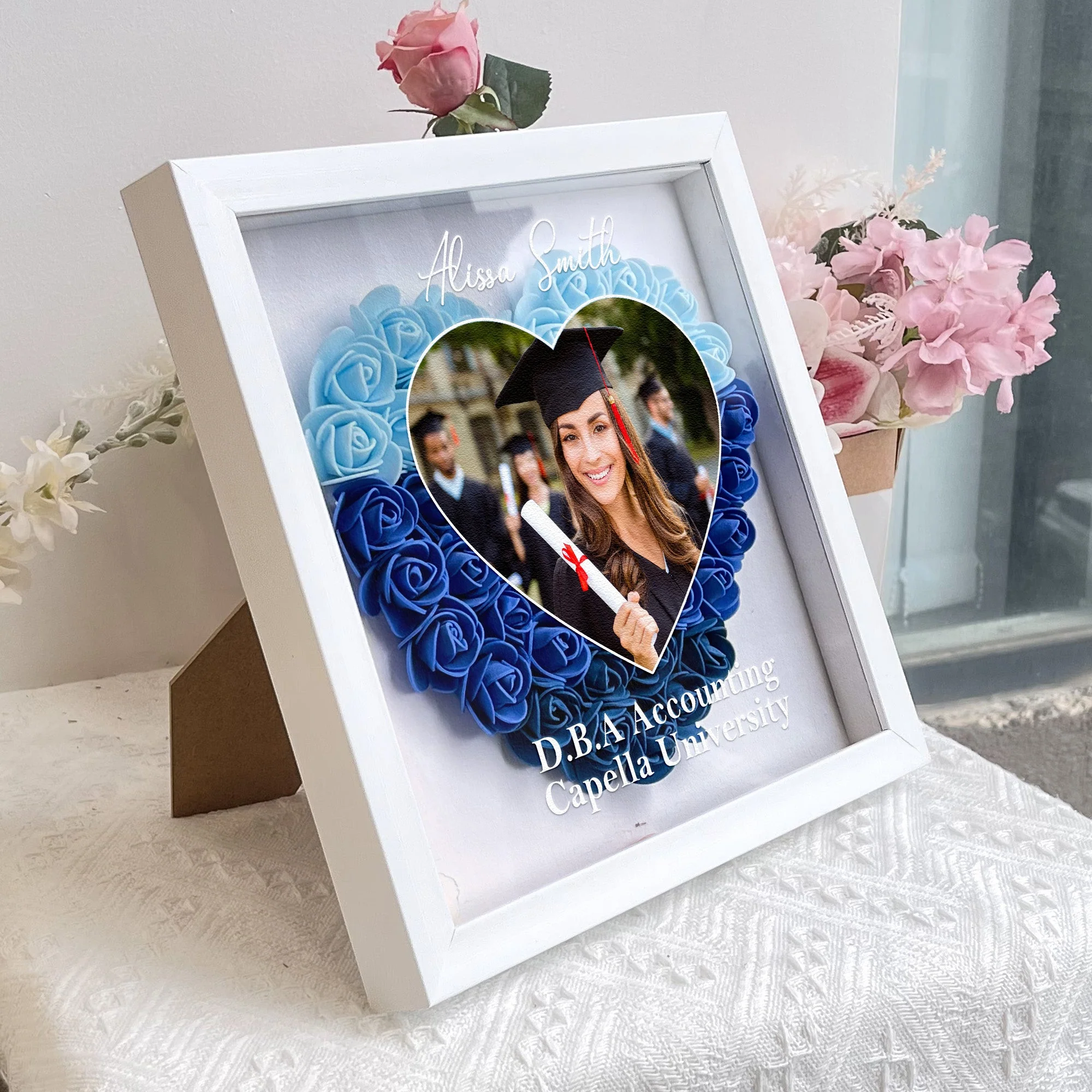 Congratulation Graduation - Personalized Photo Flower Shadow Box - Image 5