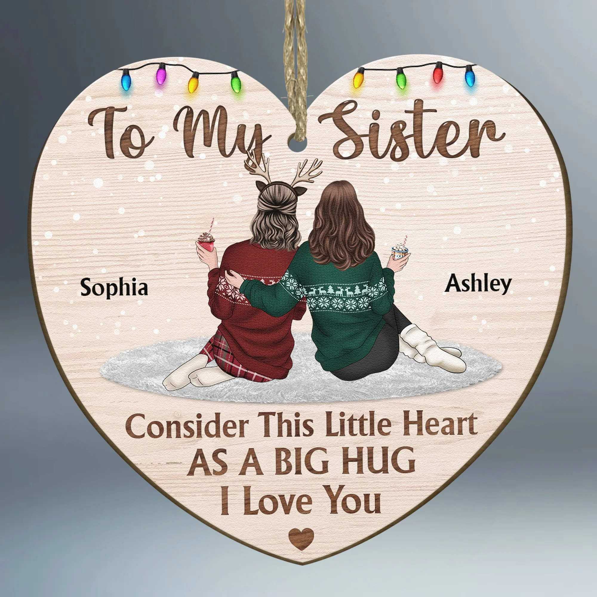 Consider This Little Heart As A Big Hug - Personalized Wooden Ornament - Image 3