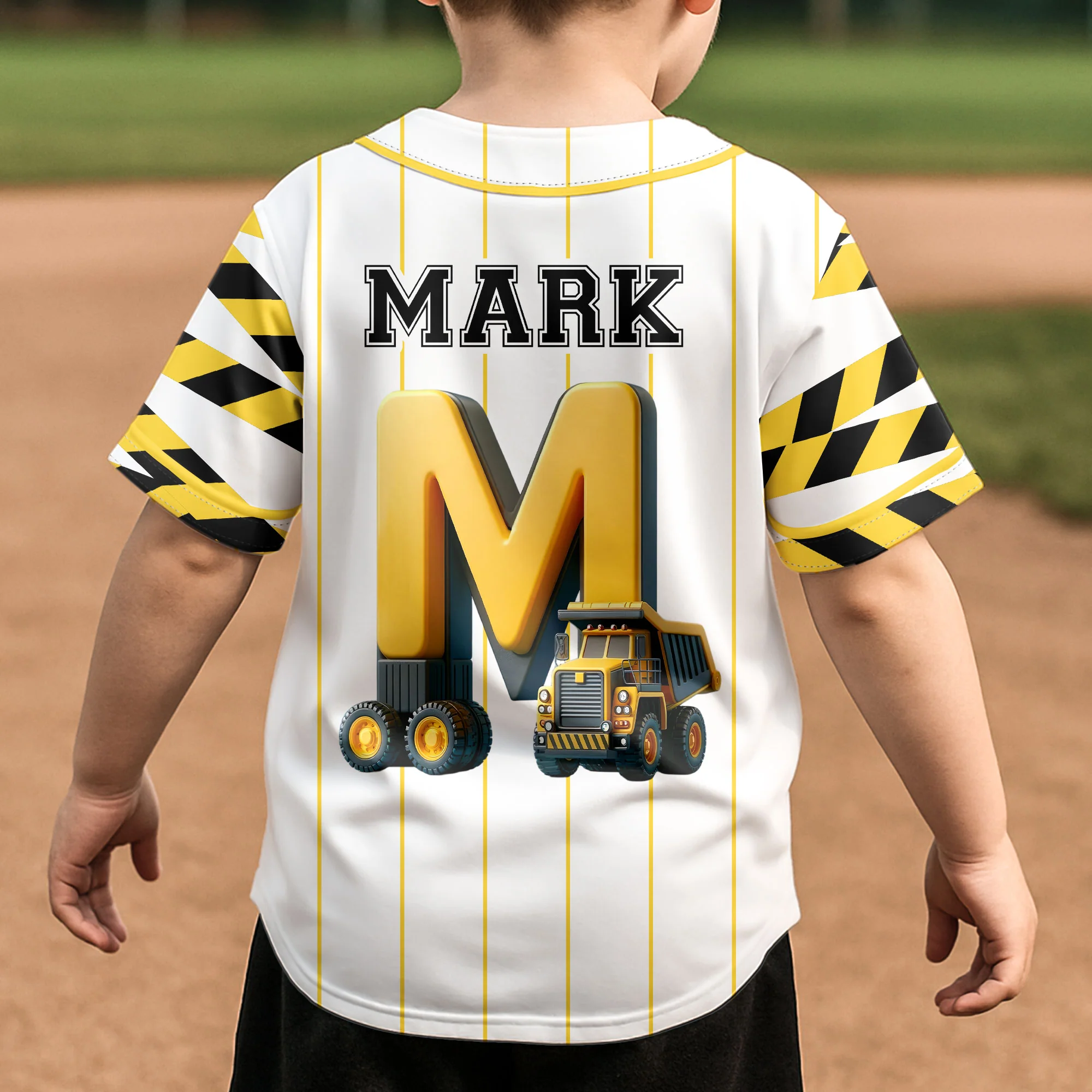 Construction Alphabets - Personalized Kids Baseball Jersey - Image 4