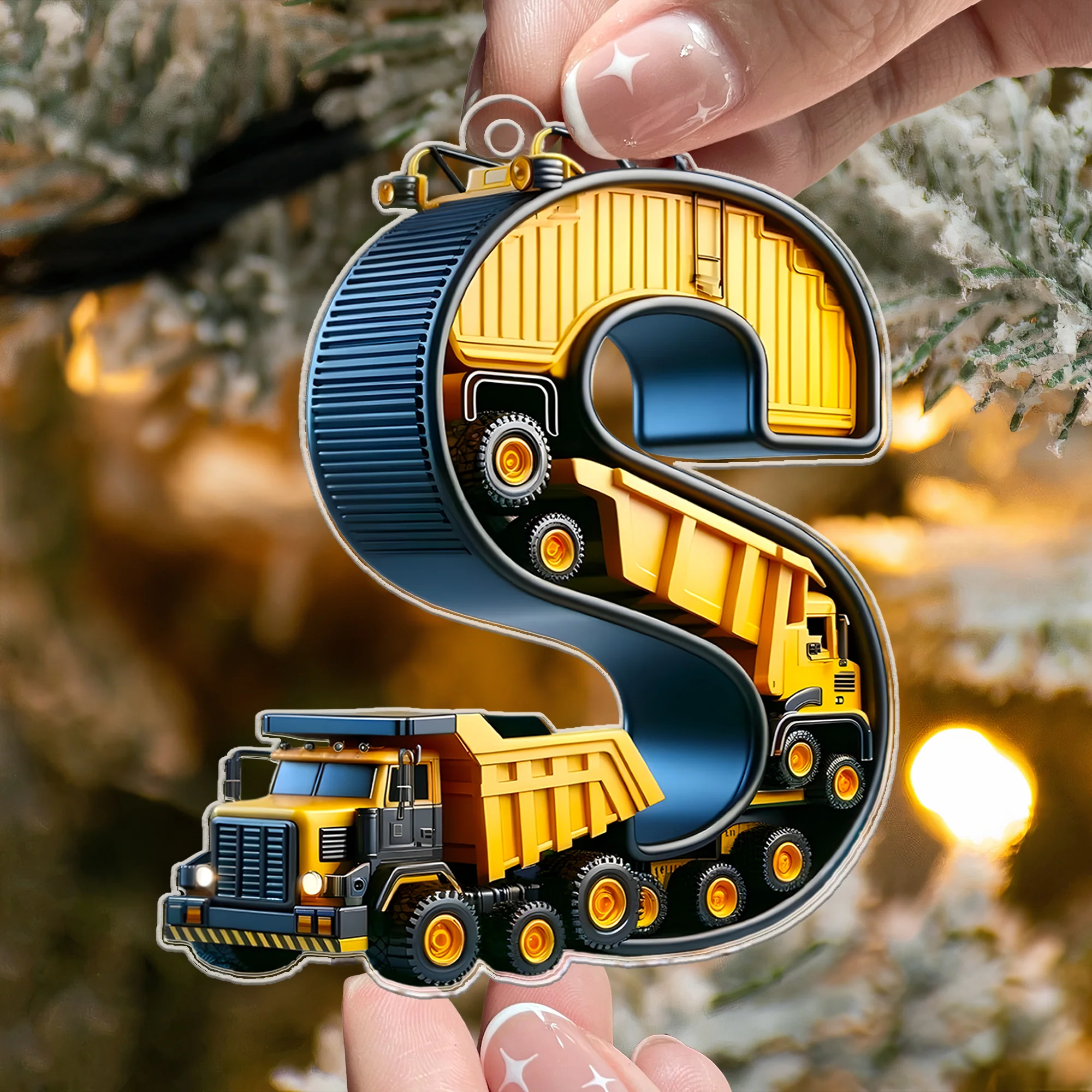 Construction Vehicles Letter - Personalized Acrylic Ornament - Image 2