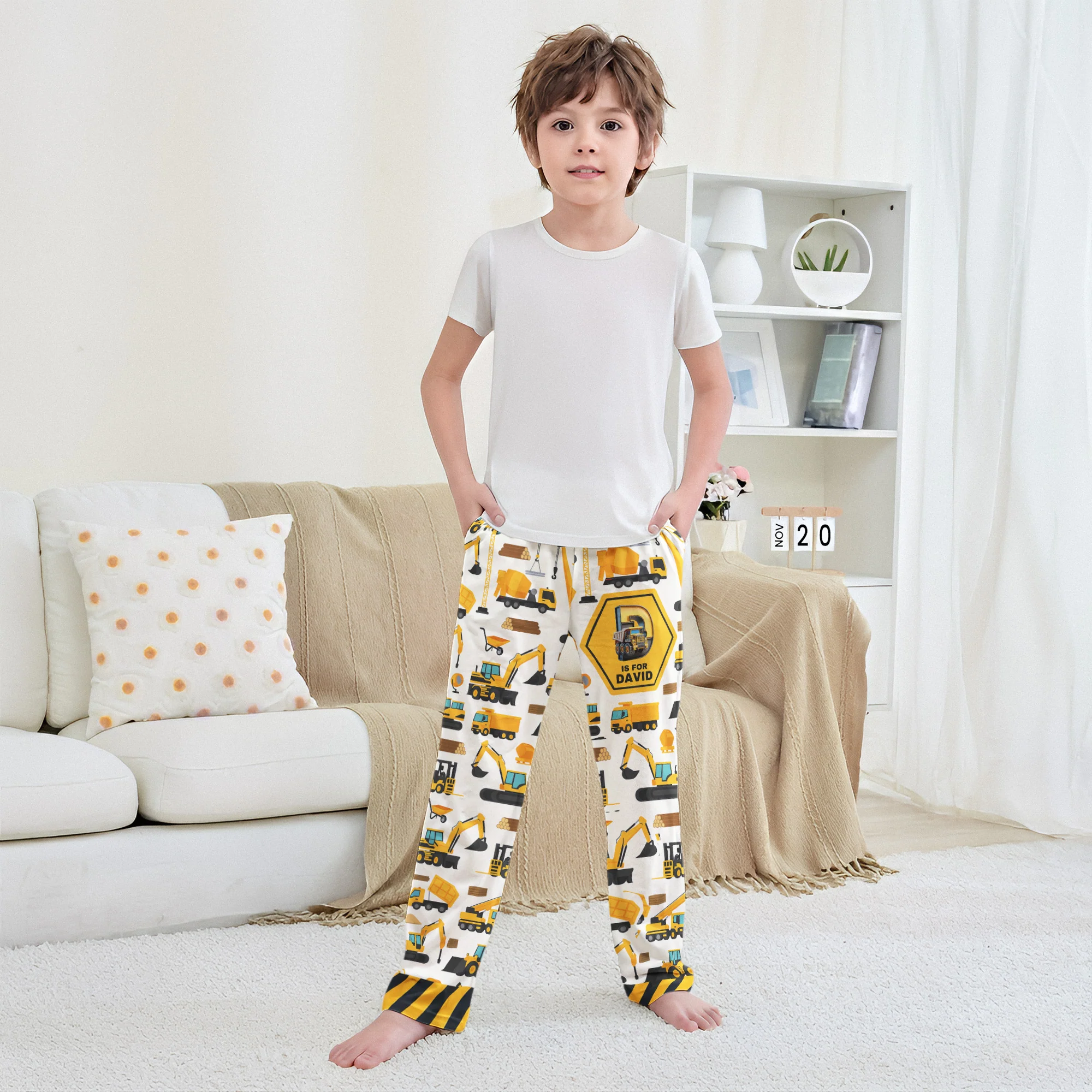 Construction Vehicles Truck, Unicorn Letter - Personalized Sweatpants
