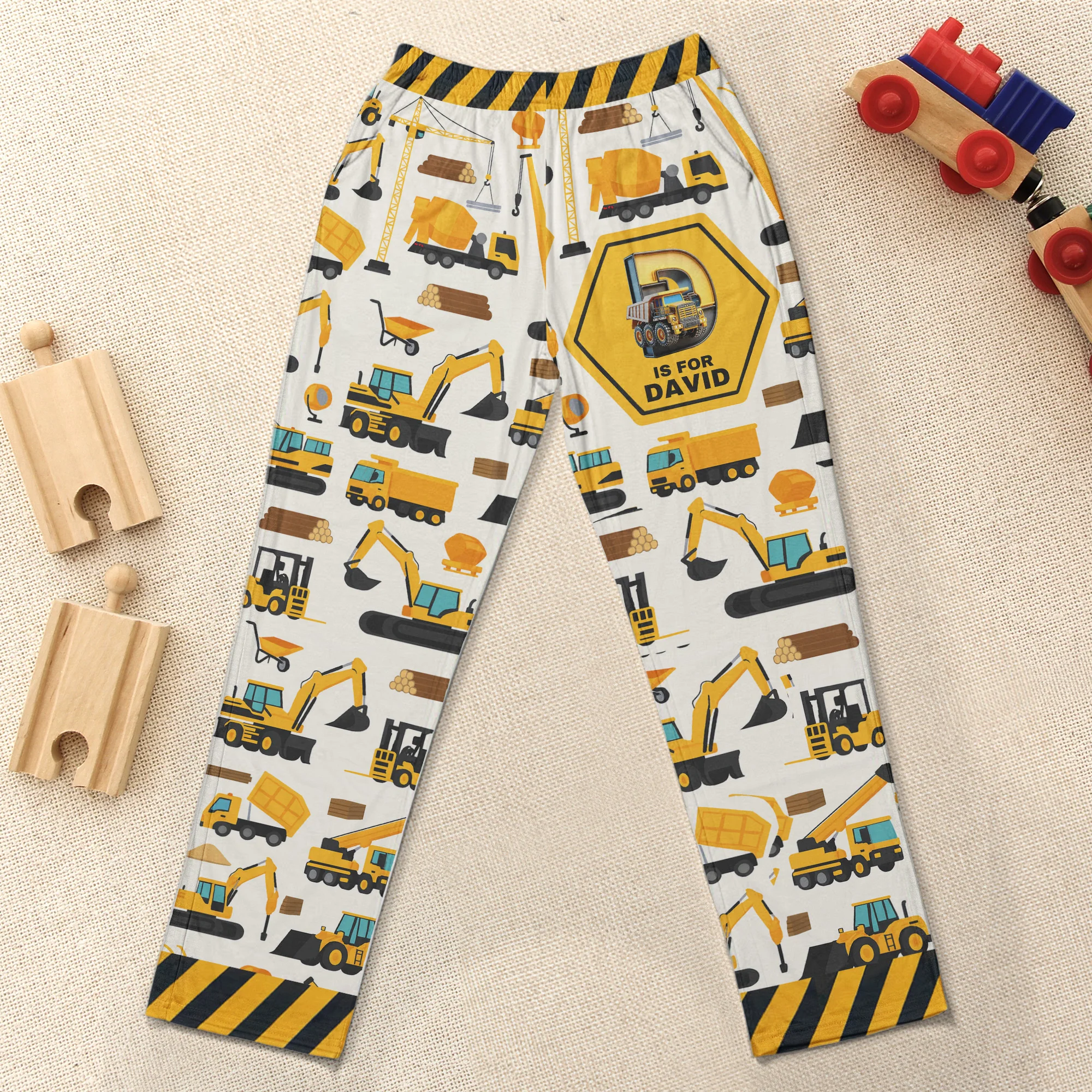 Construction Vehicles Truck, Unicorn Letter - Personalized Sweatpants - Image 3