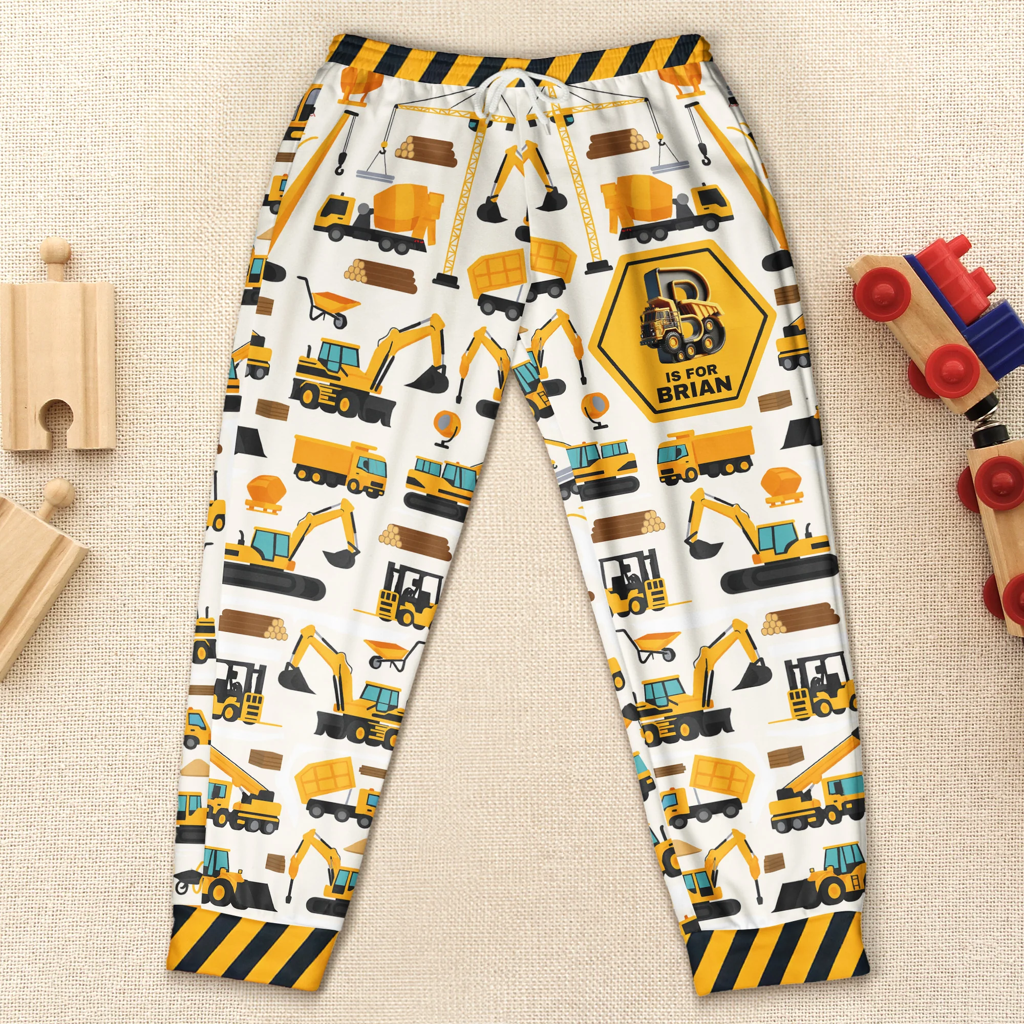 Construction Vehicles Truck, Unicorn Letter - Personalized Sweatpants - Image 5