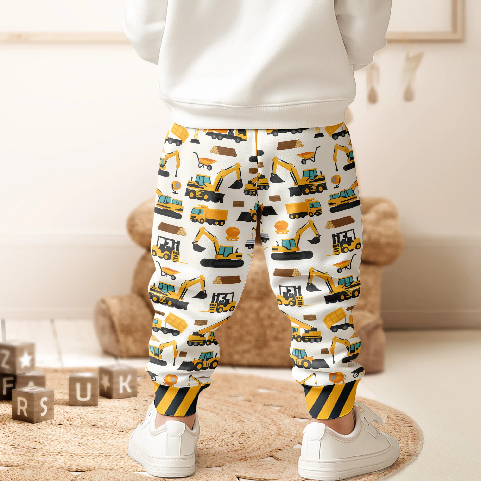 Construction Vehicles Truck, Unicorn Letter - Personalized Sweatpants - Image 8