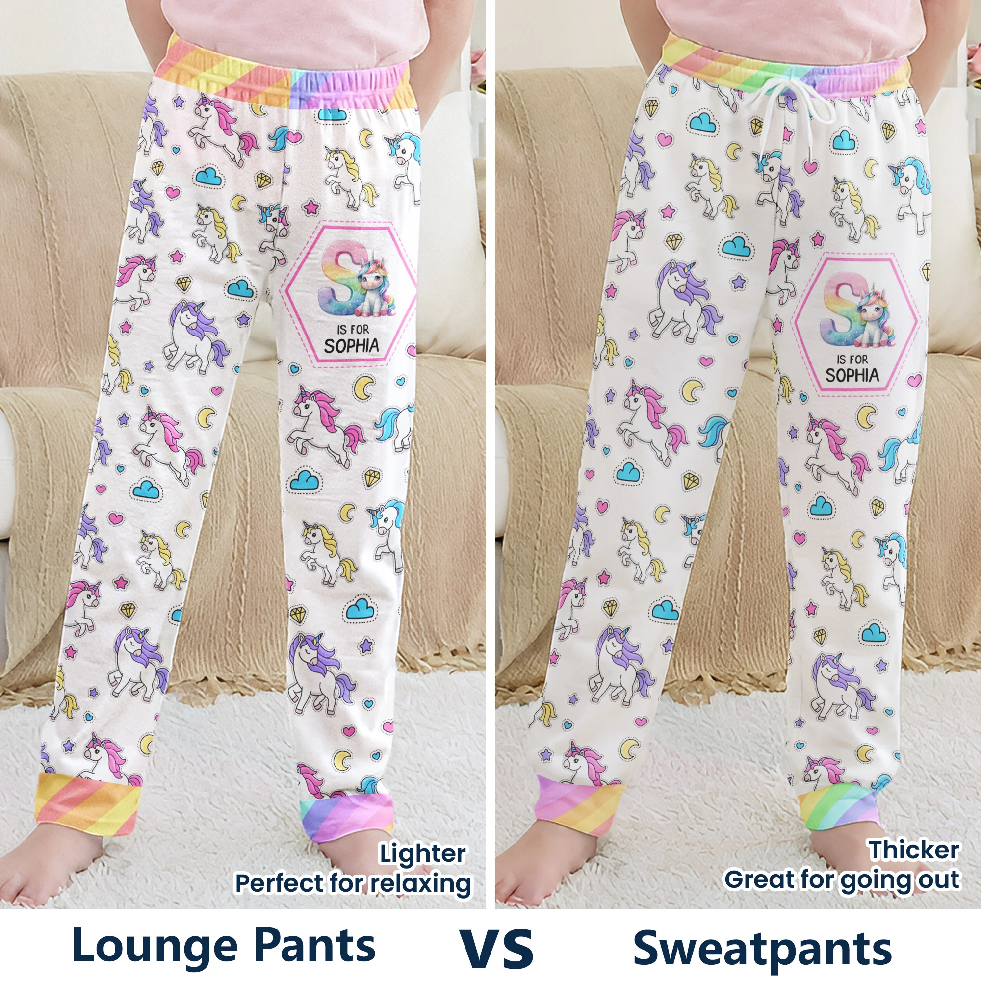 Construction Vehicles Truck, Unicorn Letter - Personalized Sweatpants - Image 9