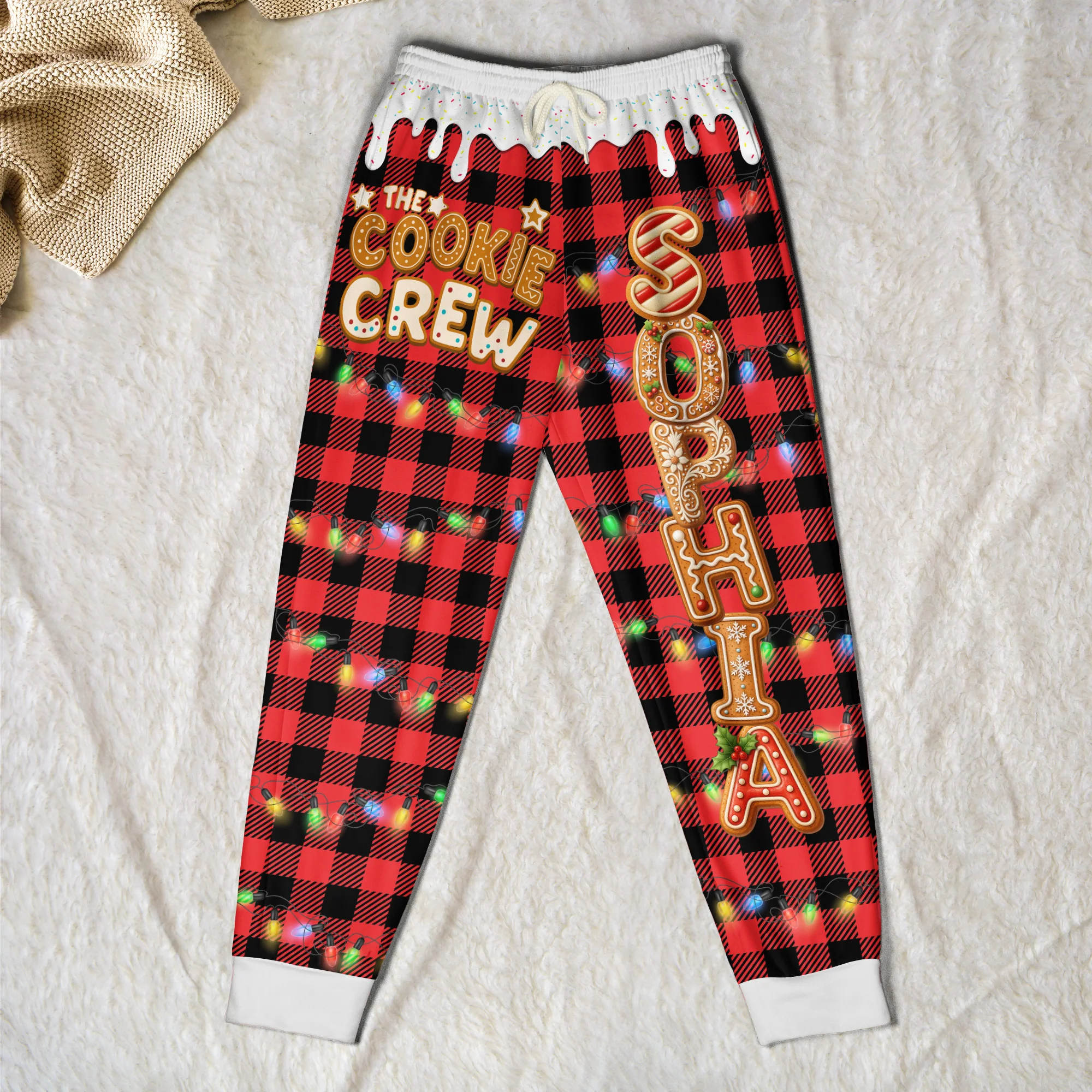 Cookie Crew Custom Gingerbread Letter With Name For Family, Kids - Personalized Sweatpants - Image 2
