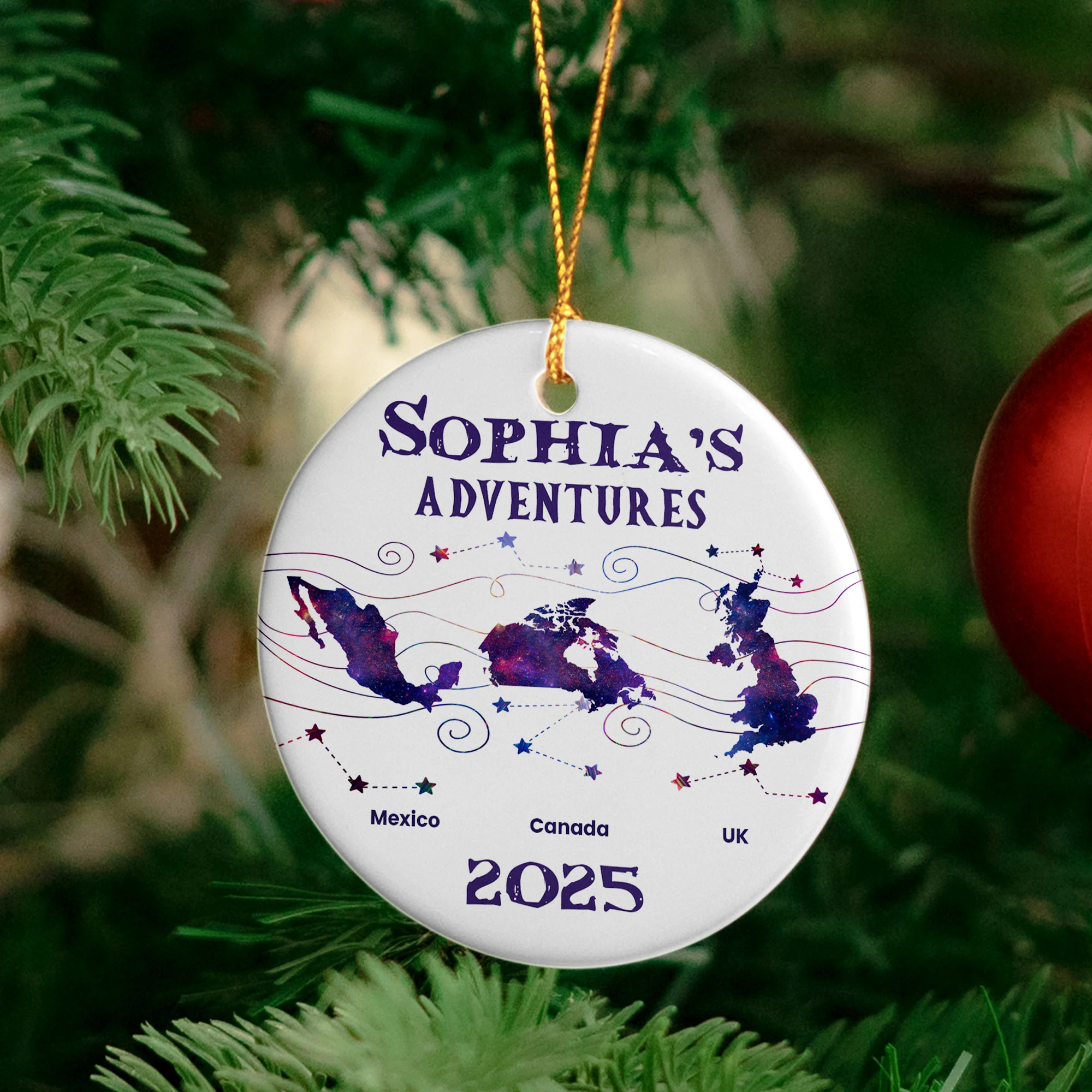 Country List Travel - Personalized Ceramic Ornament - Image 4