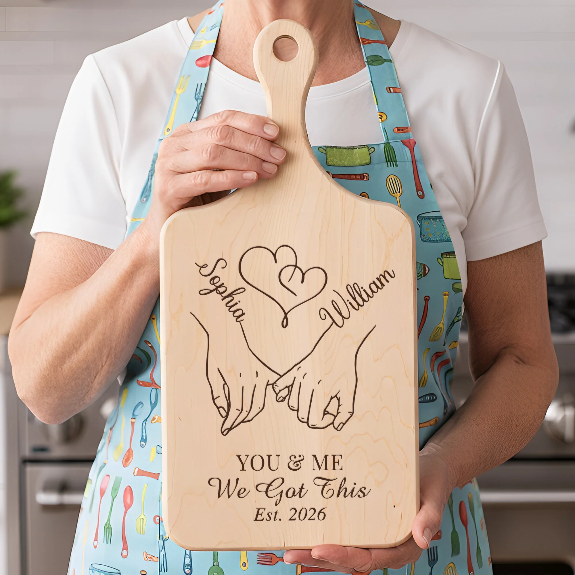 Couple Custom Name You & Me - Personalized Paddle Cutting Board - Image 4