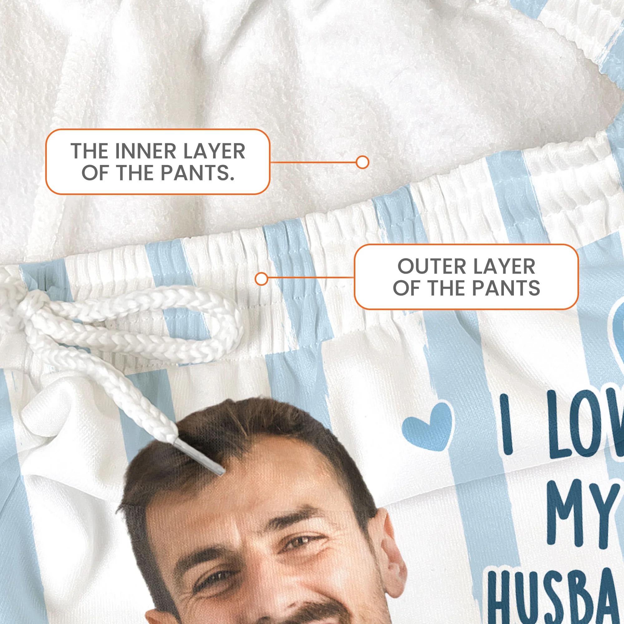 Couple Custom Photo Funny Stripe Background - Personalized Photo Sweatpants, Lounge Pants With Pockets - Image 7