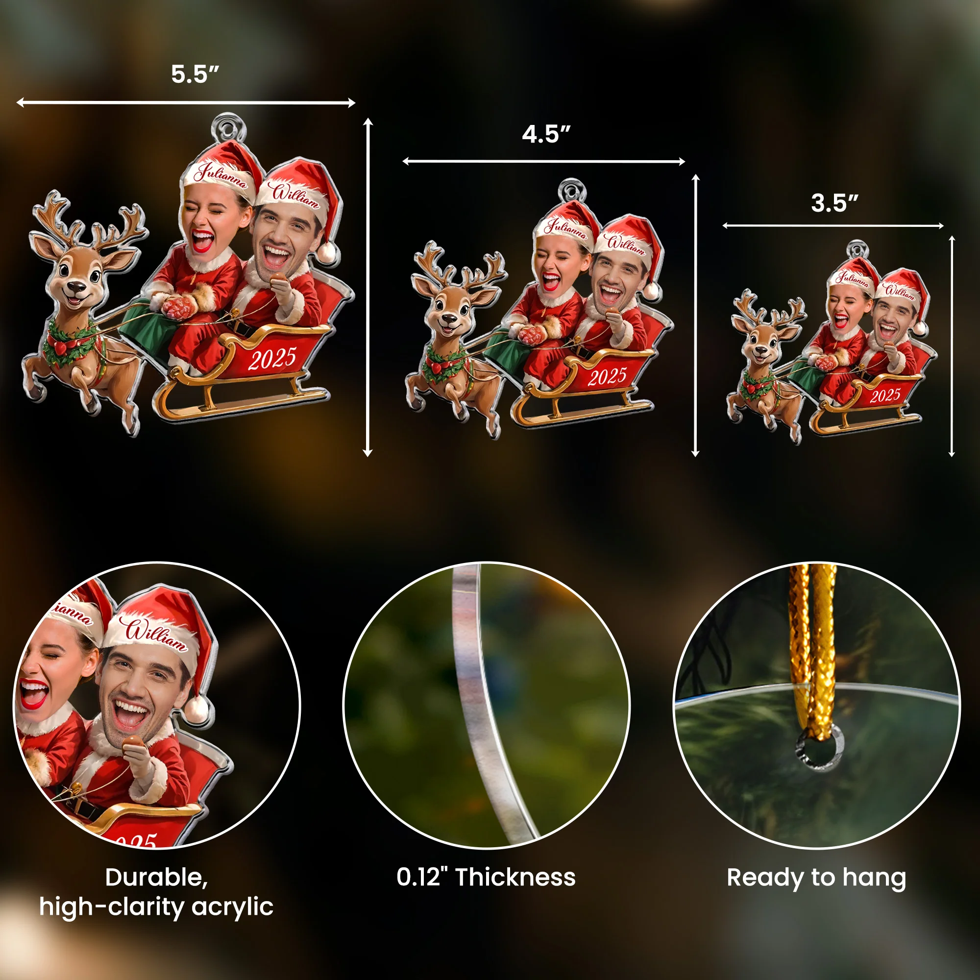 Couple Funny Custom Ornament - Personalized Acrylic Photo Ornament - Image 5