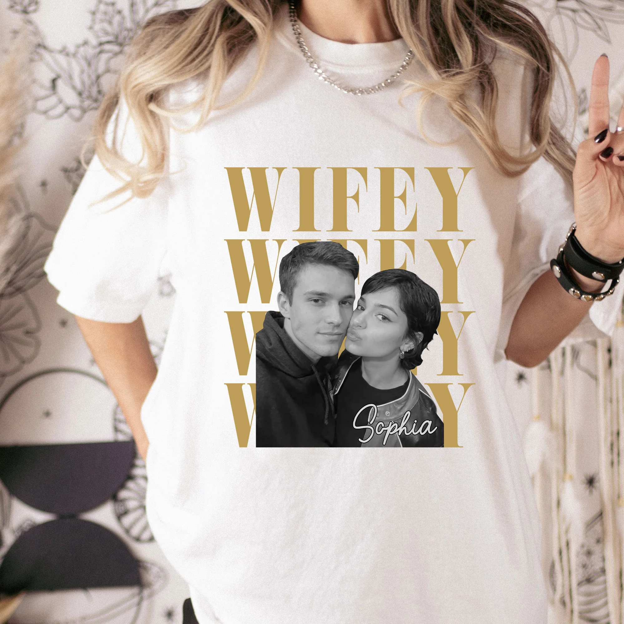 Couple Hubby Wifey Custom Photo - Personalized Shirt - Image 5