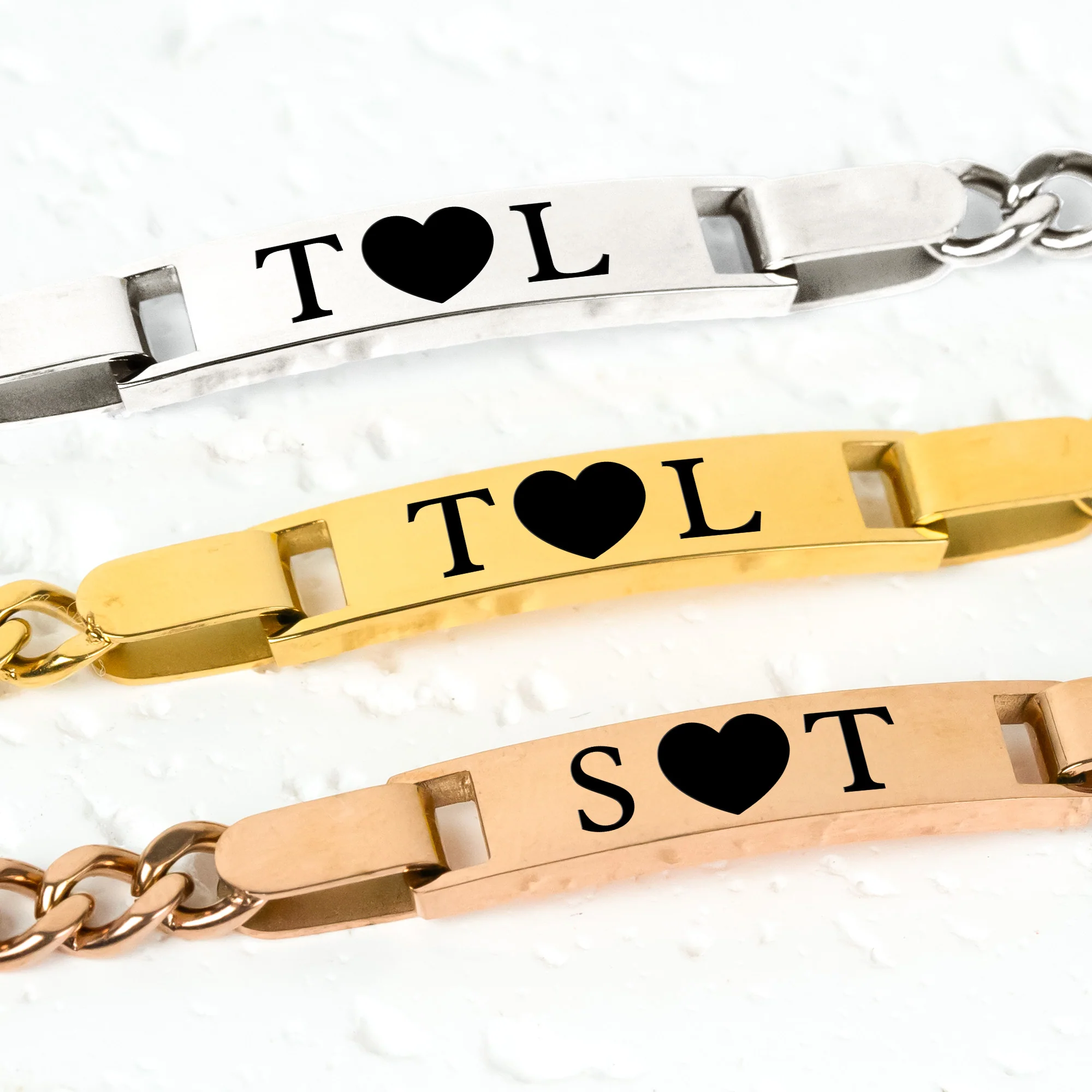 Couple Name Matching Set Love - Personalized Stainless Steel Engraved Name Bracelet - Image 2