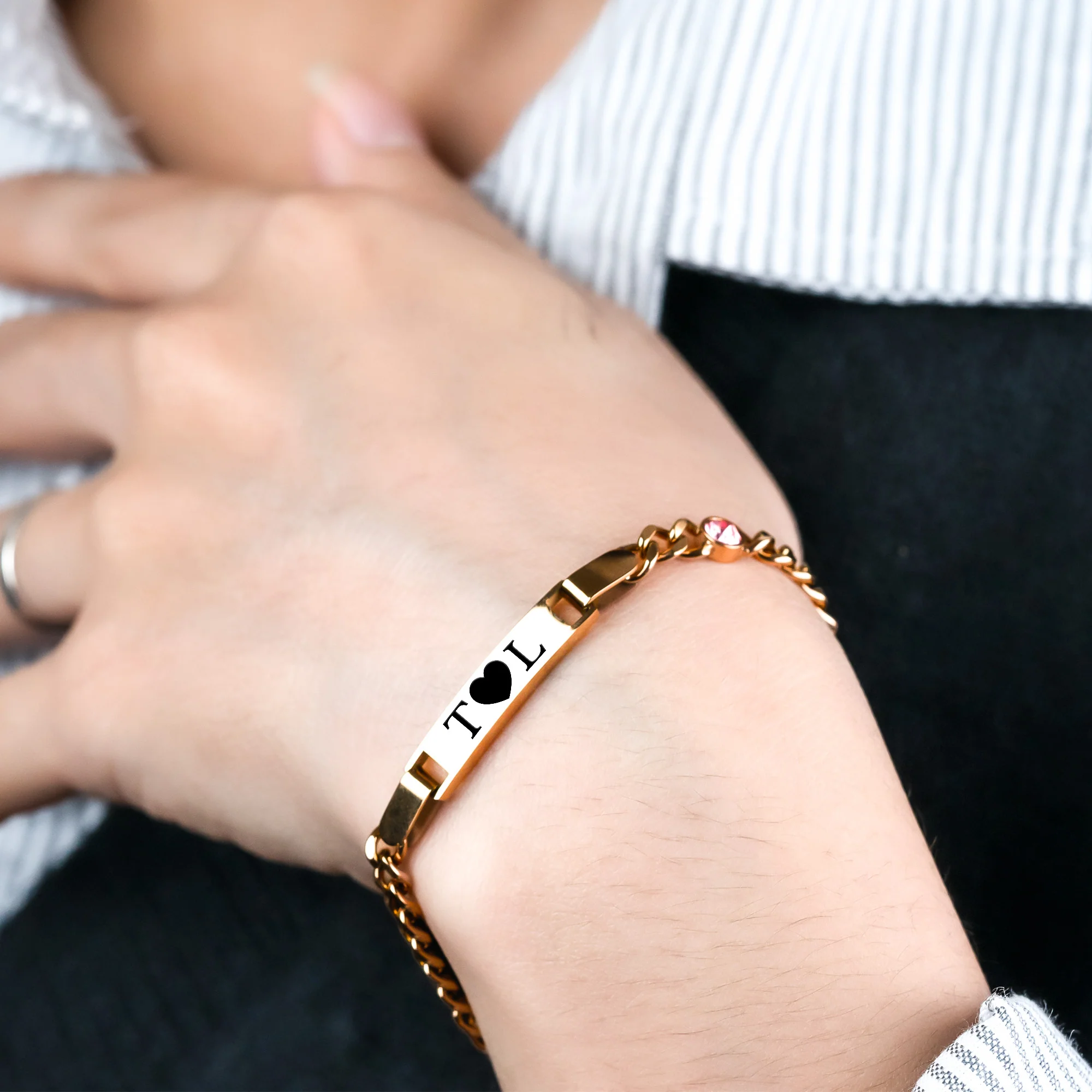 Couple Name Matching Set Love - Personalized Stainless Steel Engraved Name Bracelet - Image 3