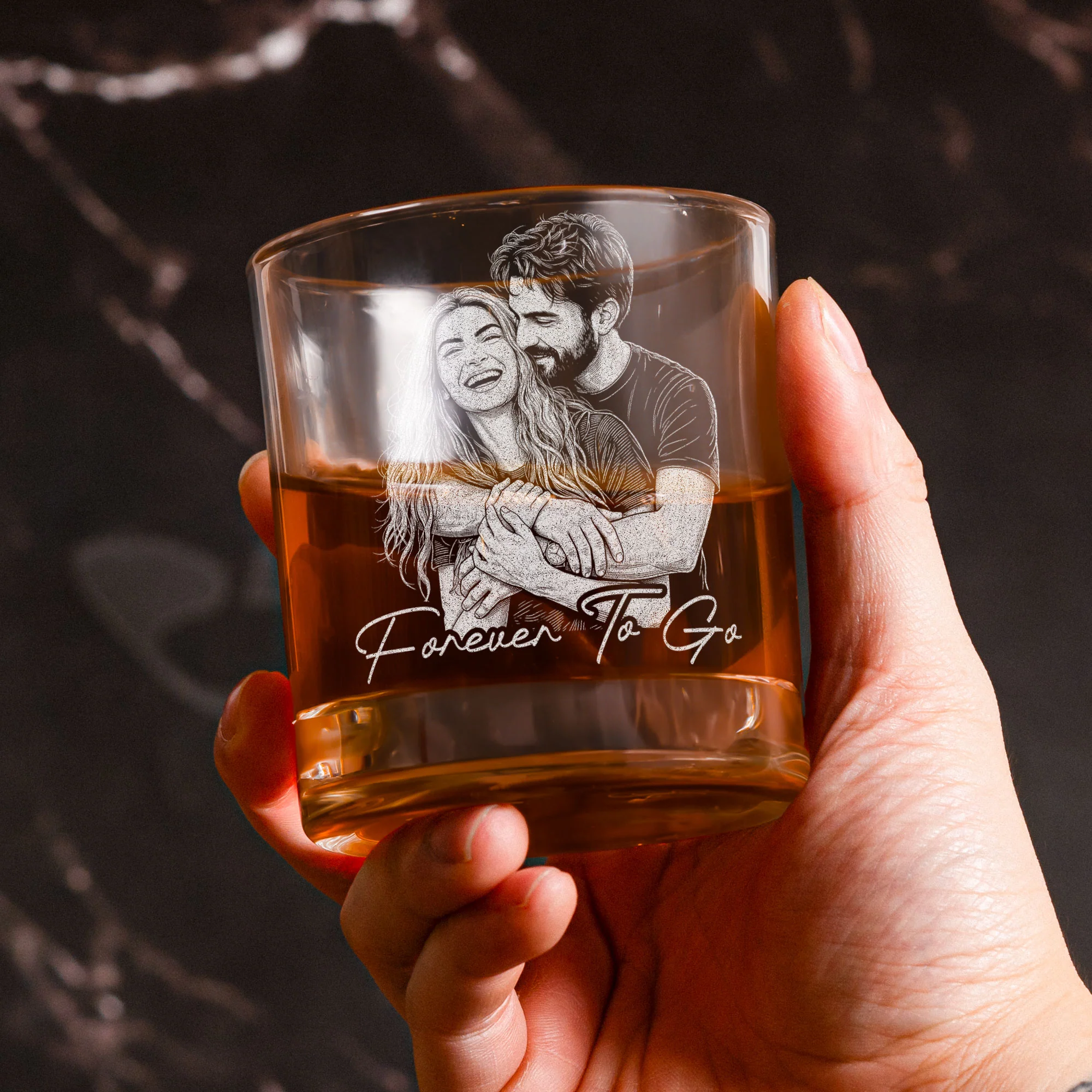 Couple Photo Engraved Glass Anniversary Gift For Him, Her - Personalized Whiskey Glass - Image 4