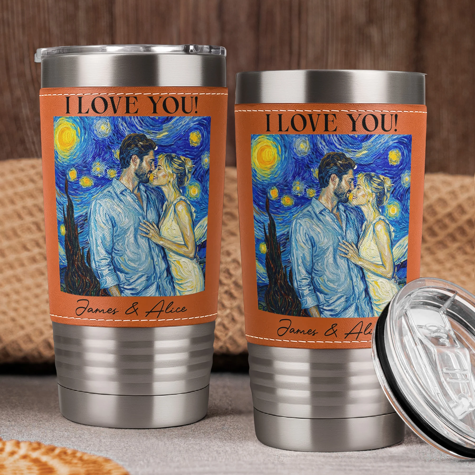 Couple Photo Van Gogh Art Forever & Always Anniversary Gift For Him, Her - Personalized 20oz Tumbler - Image 4