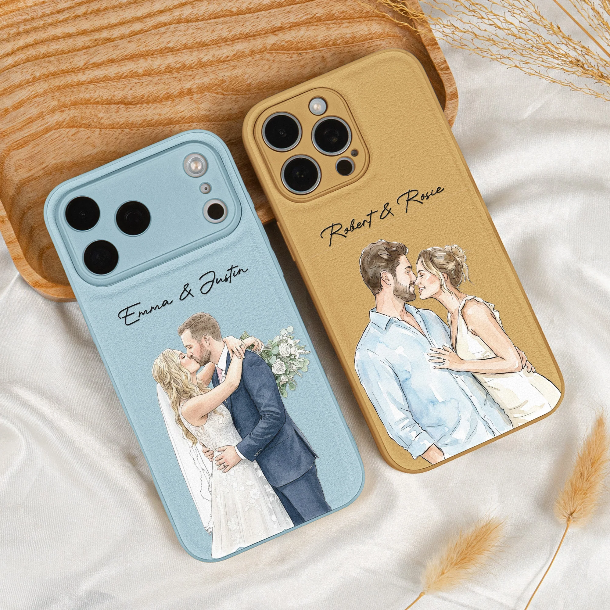Couple Photo Watercolor Anniversary Gift For Her, Him - Personalized Phone Case - Image 2