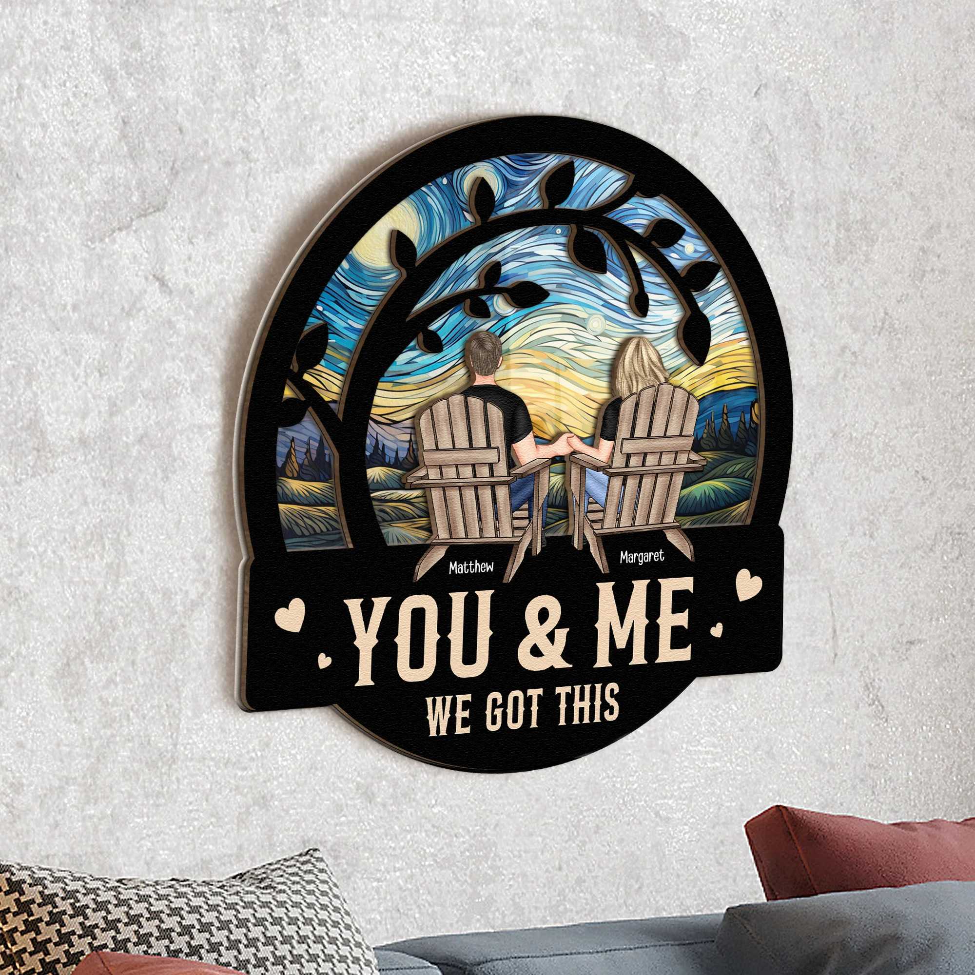 Couple Sitting Together You & Me We Got This - Personalized Wood And Acrylic Wall Art - Image 3