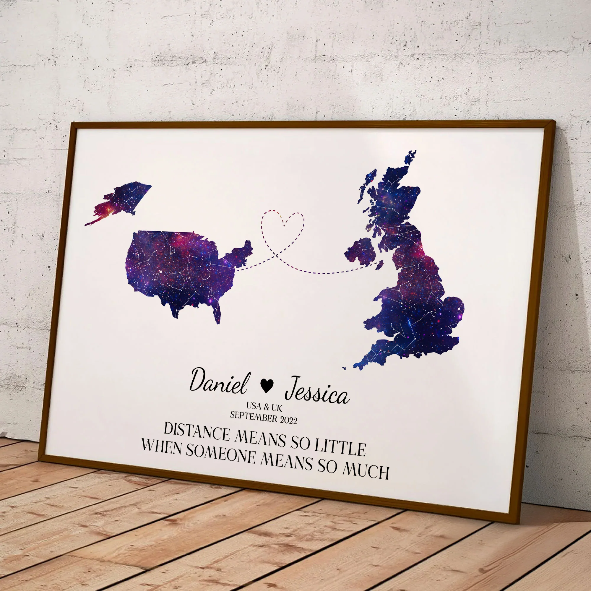 Couple Star Map With Country - Distance Means So Little - Personalized Poster - Image 4