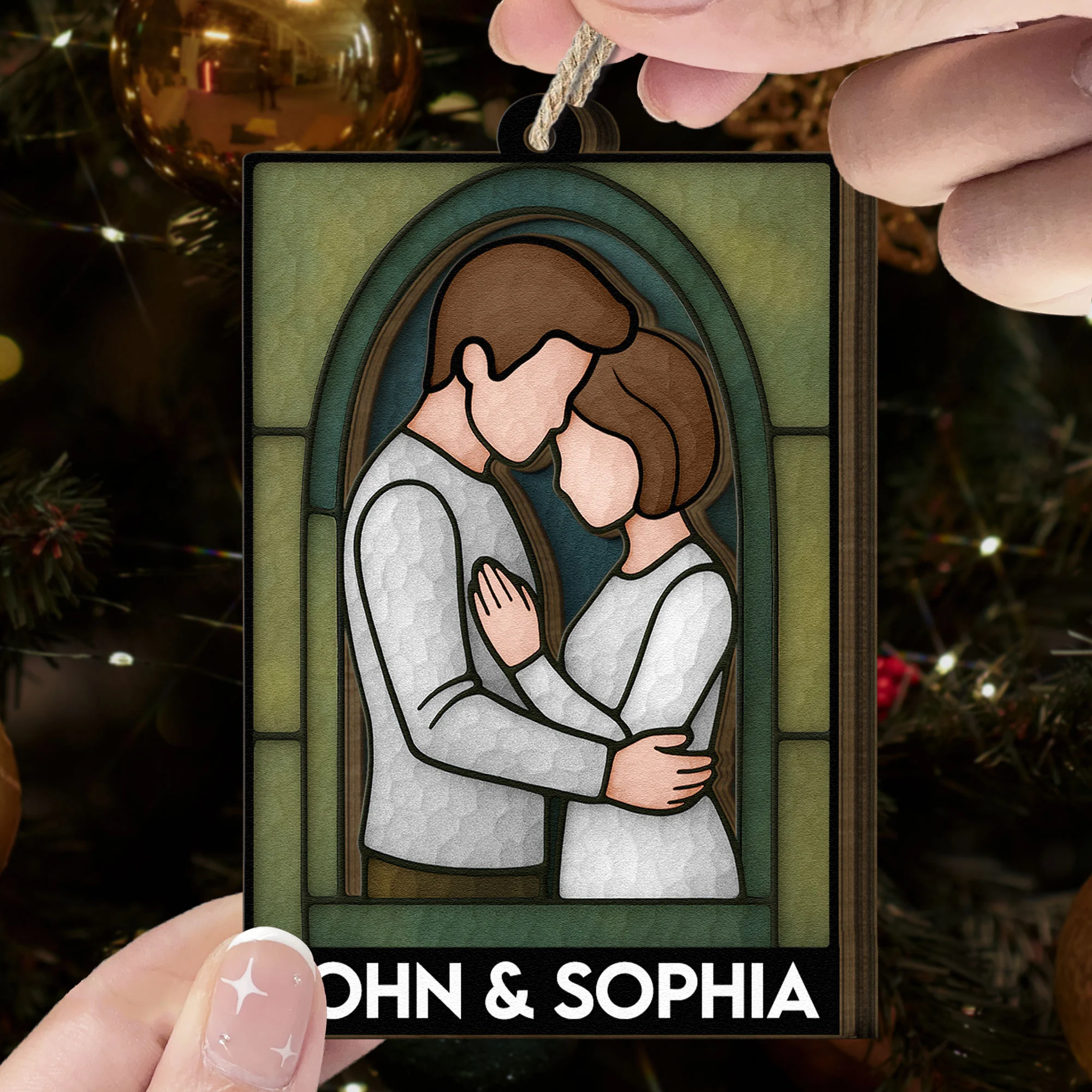 Couple Together - Personalized Wooden Ornament - Image 3